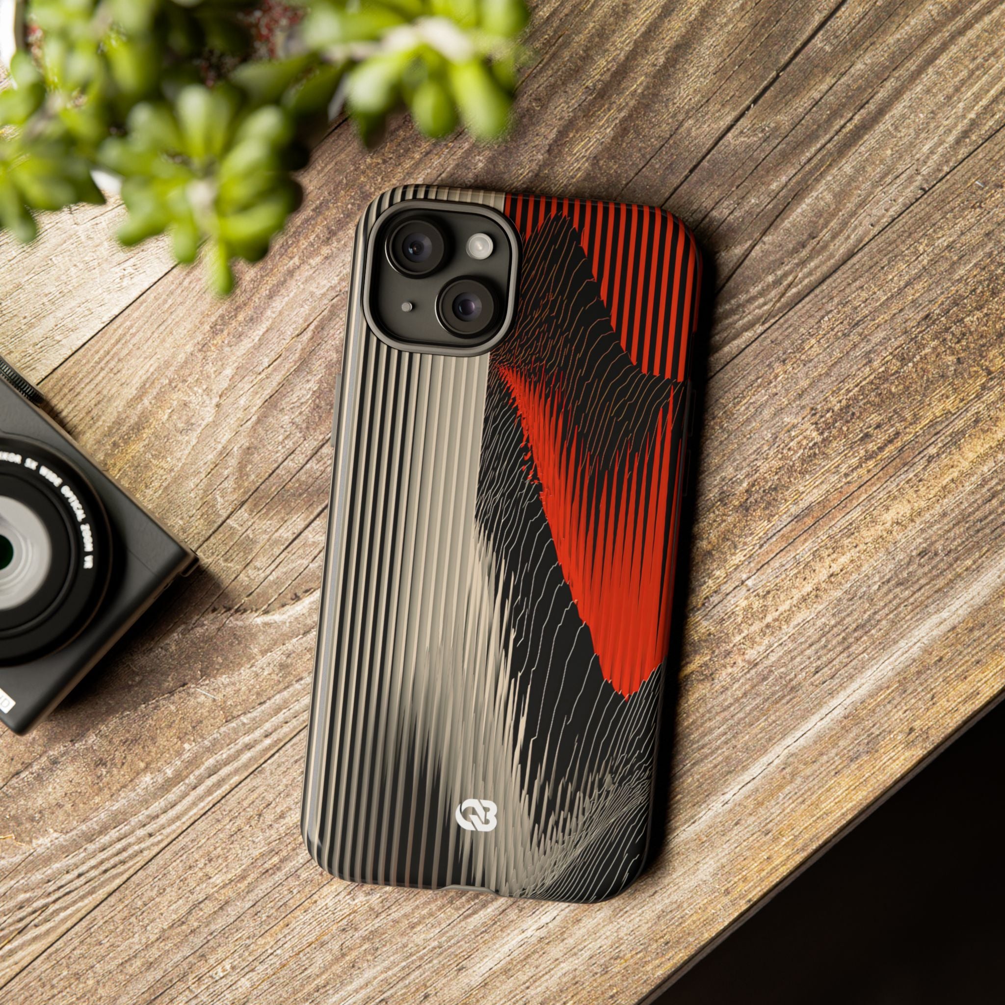 Red Tough Phone Case for iPhone - Crimson Pulse Topo