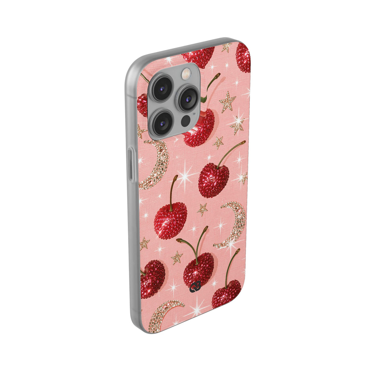 Bedazzled Ruby Cherries · Lite Phone Case for iPhone · Pink