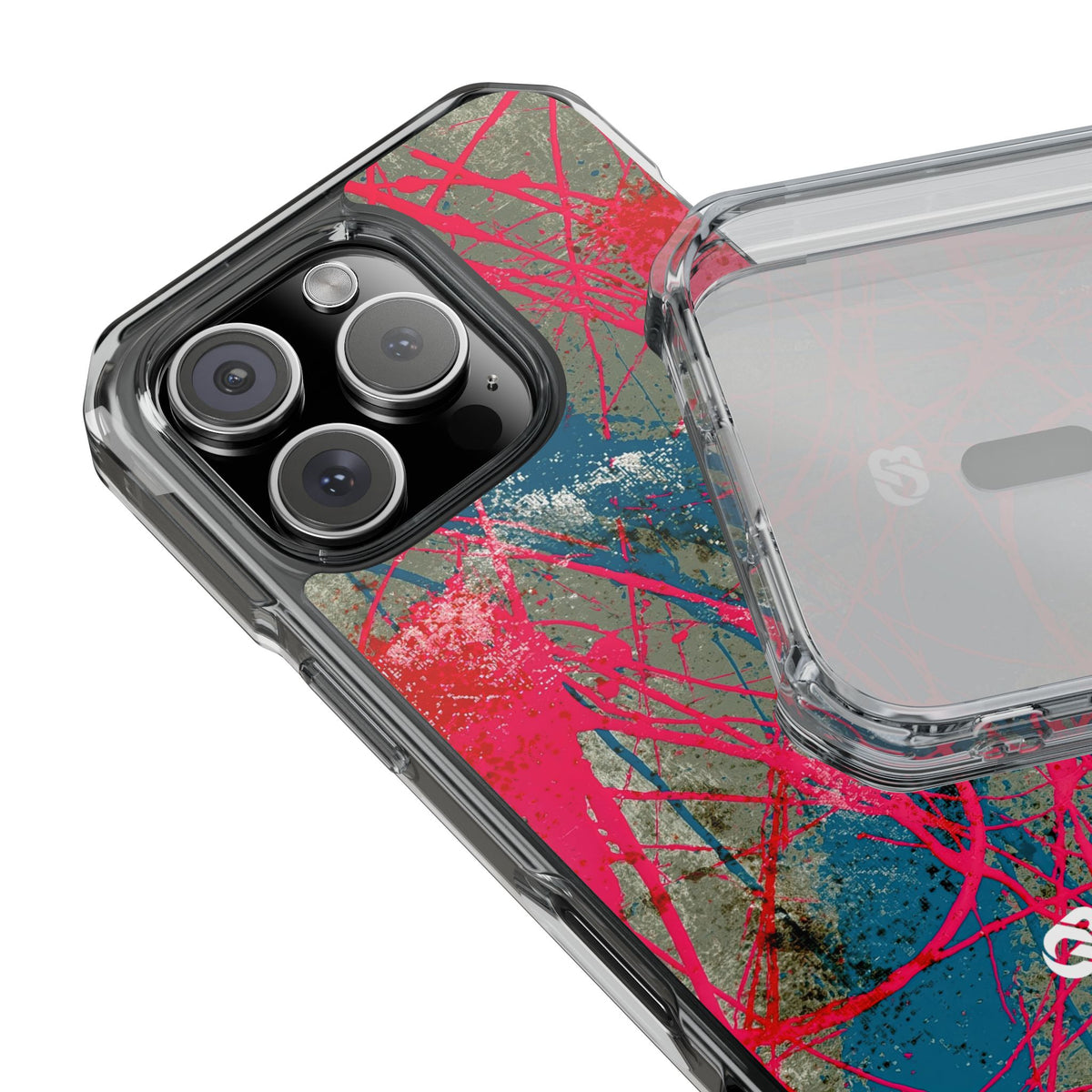 Neon Static Drip · Clear Impact Magnetic Phone Case for iPhone · Pink