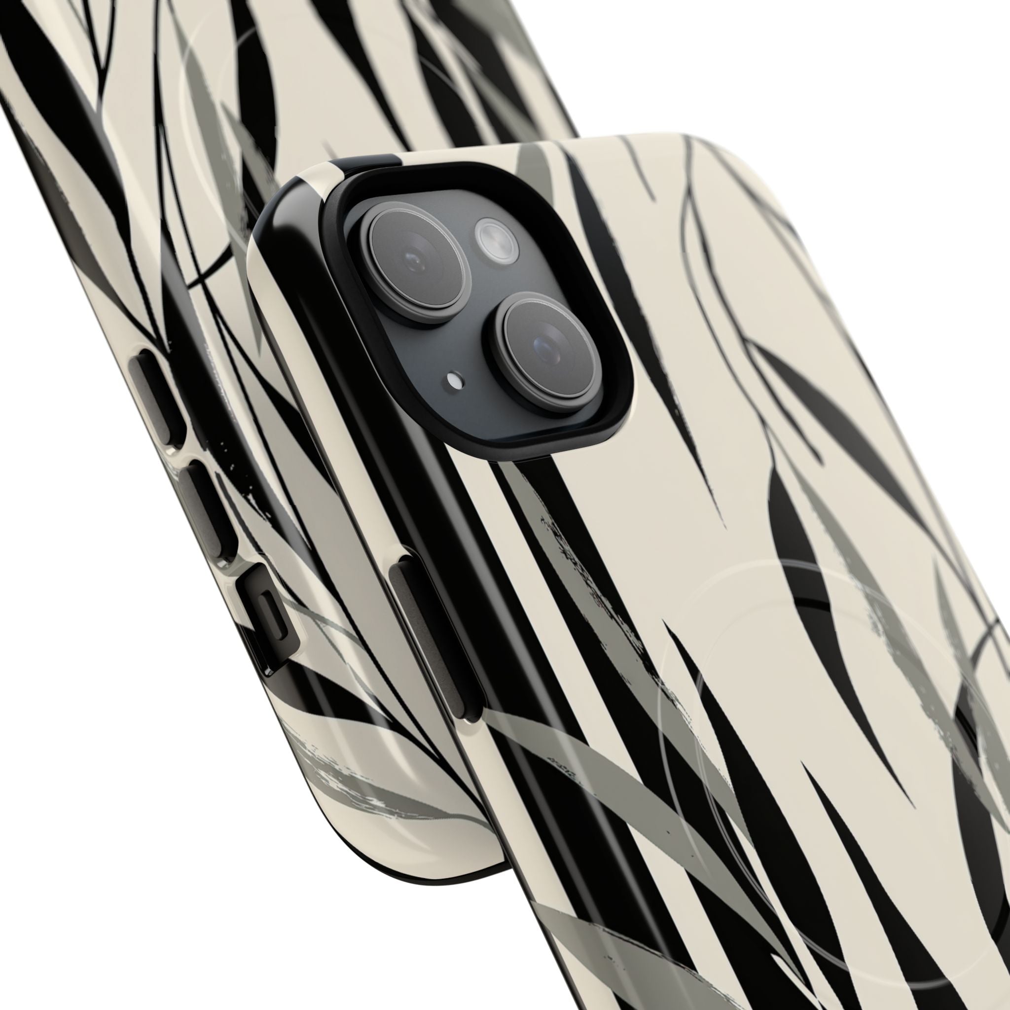 Beige Tough 2.0 Magsafe Phone Case for iPhone - Soot Leaf Sketch