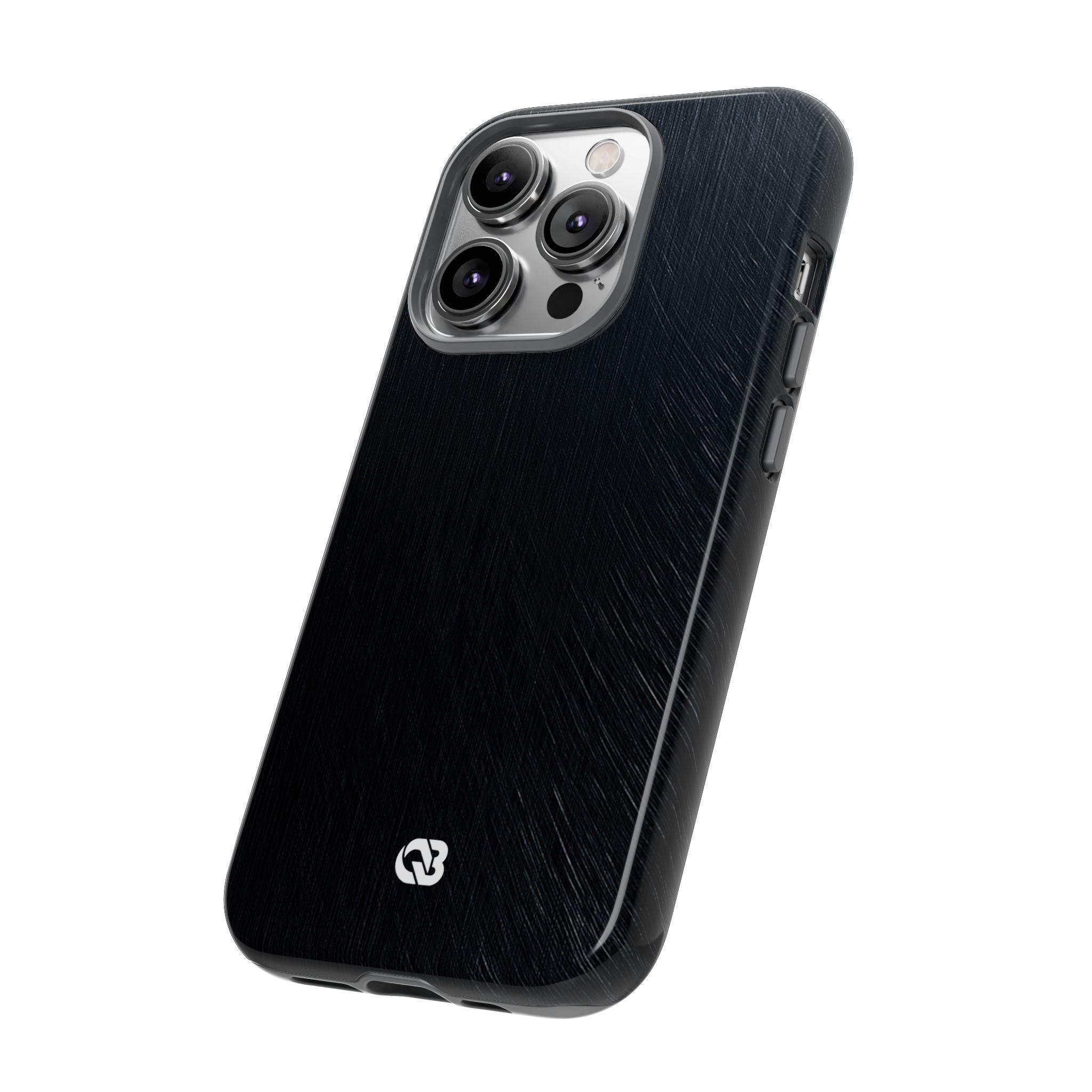 Black Tough Phone Case for iPhone - Midnight Brushed Grain