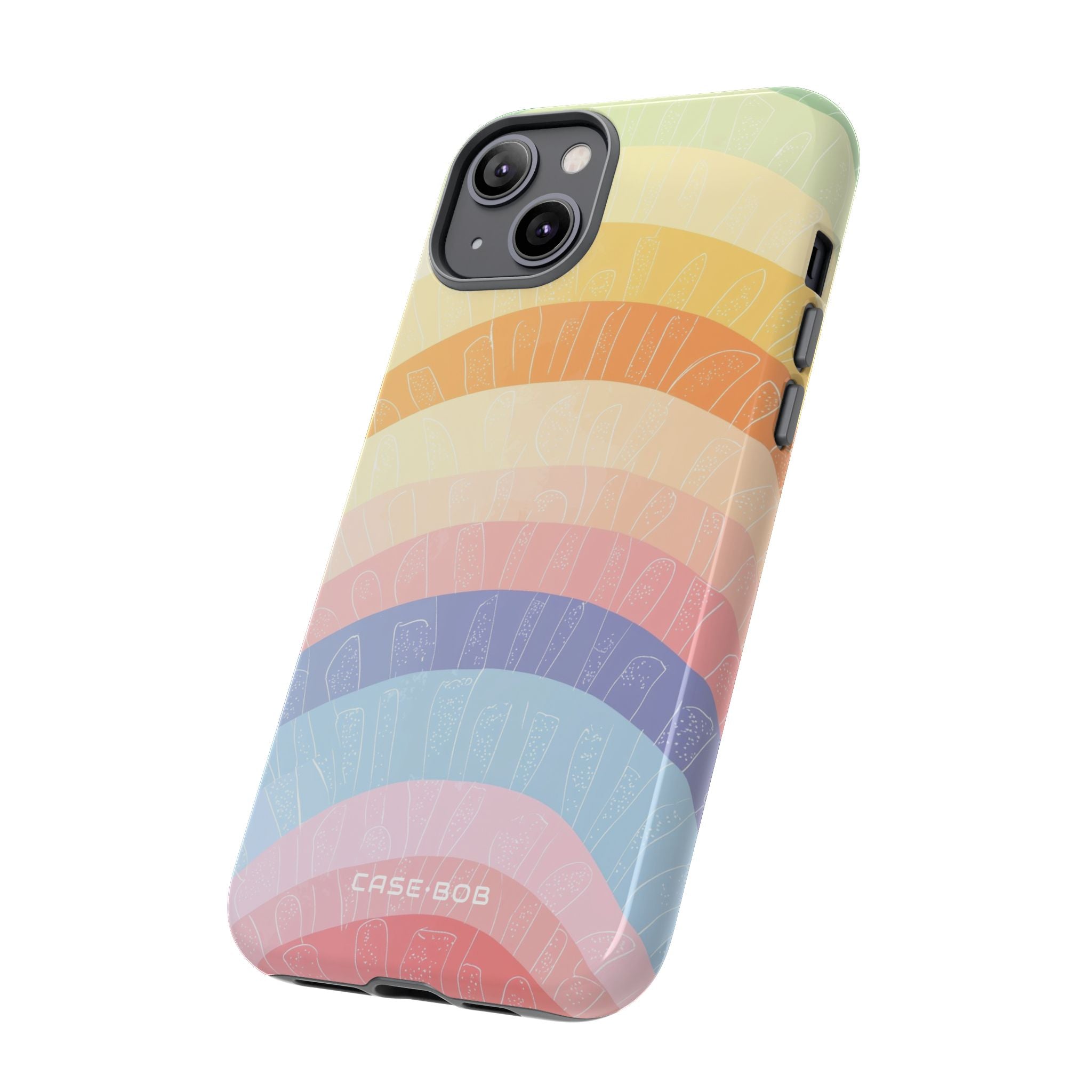 Pastel Rainbow Bands iPhone 14 Plus Case - Tough