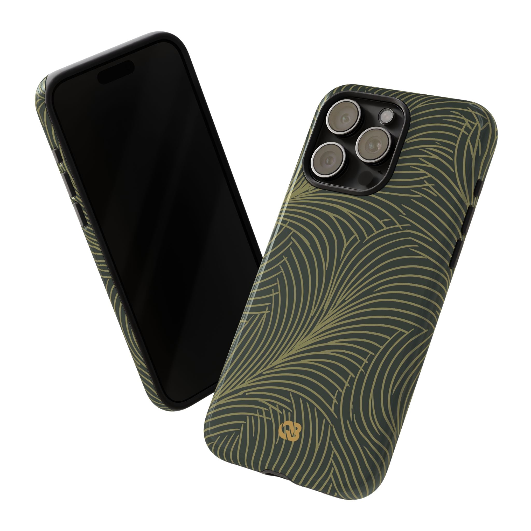 Green Tough Phone Case for iPhone - Dark Olive Plume