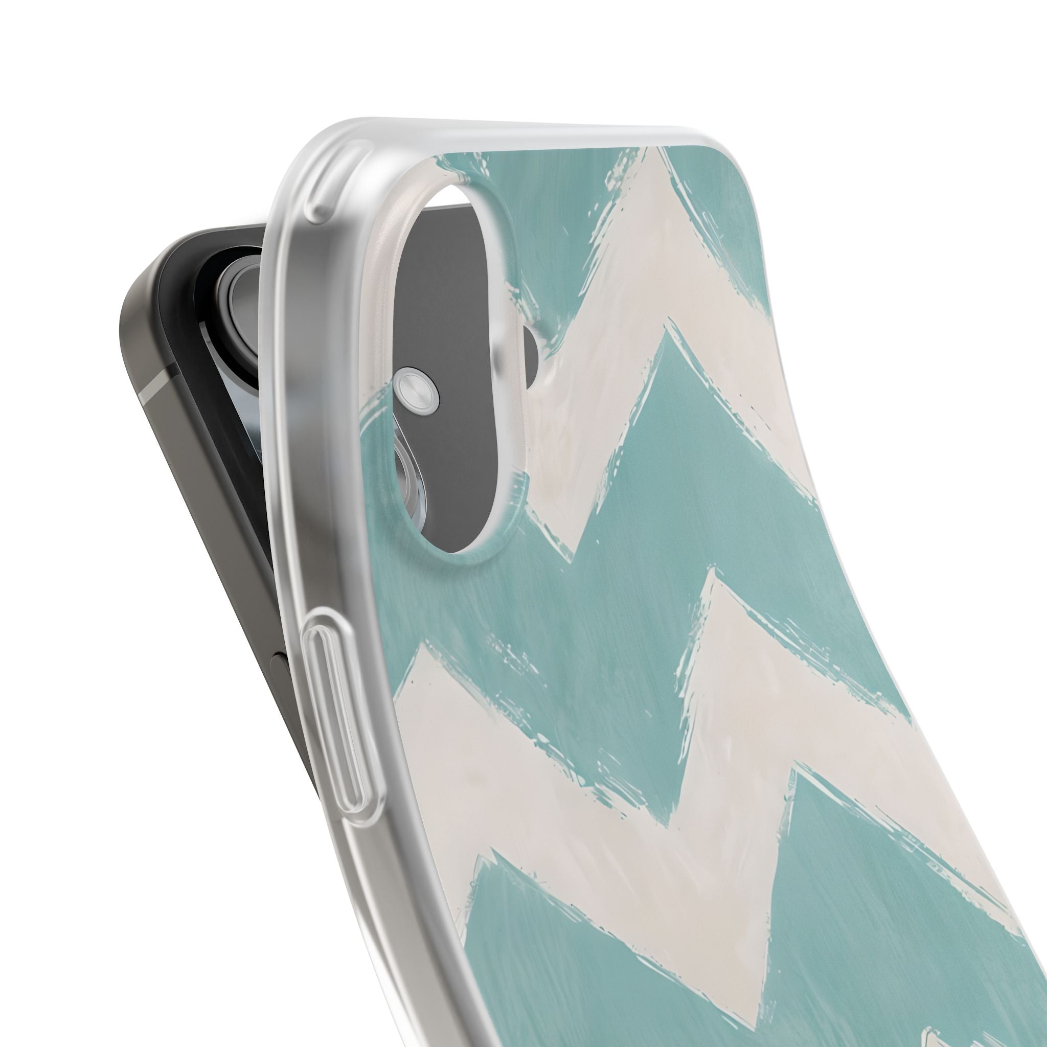 Teal Painted Chevron · Soft Phone Case for iPhone