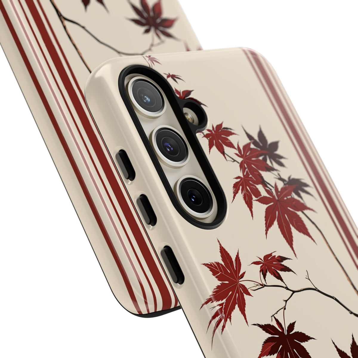 Red Tough Phone Case for Samsung - Crimson Momiji Stripe