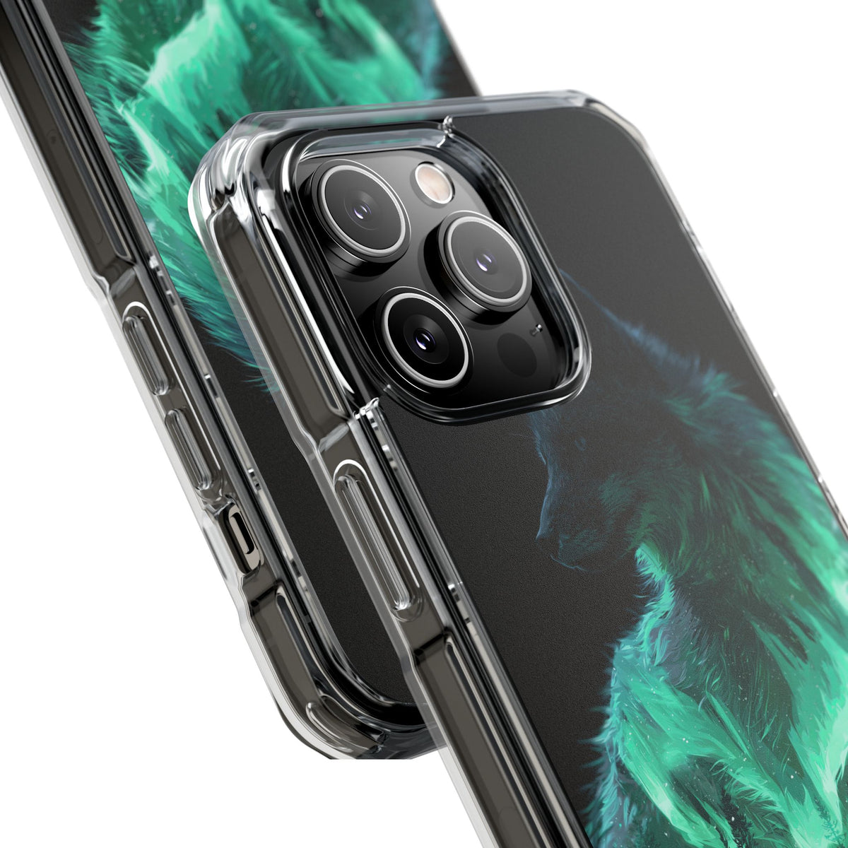Nordic Aurora Fox · Clear Impact Magnetic Phone Case for iPhone · Teal