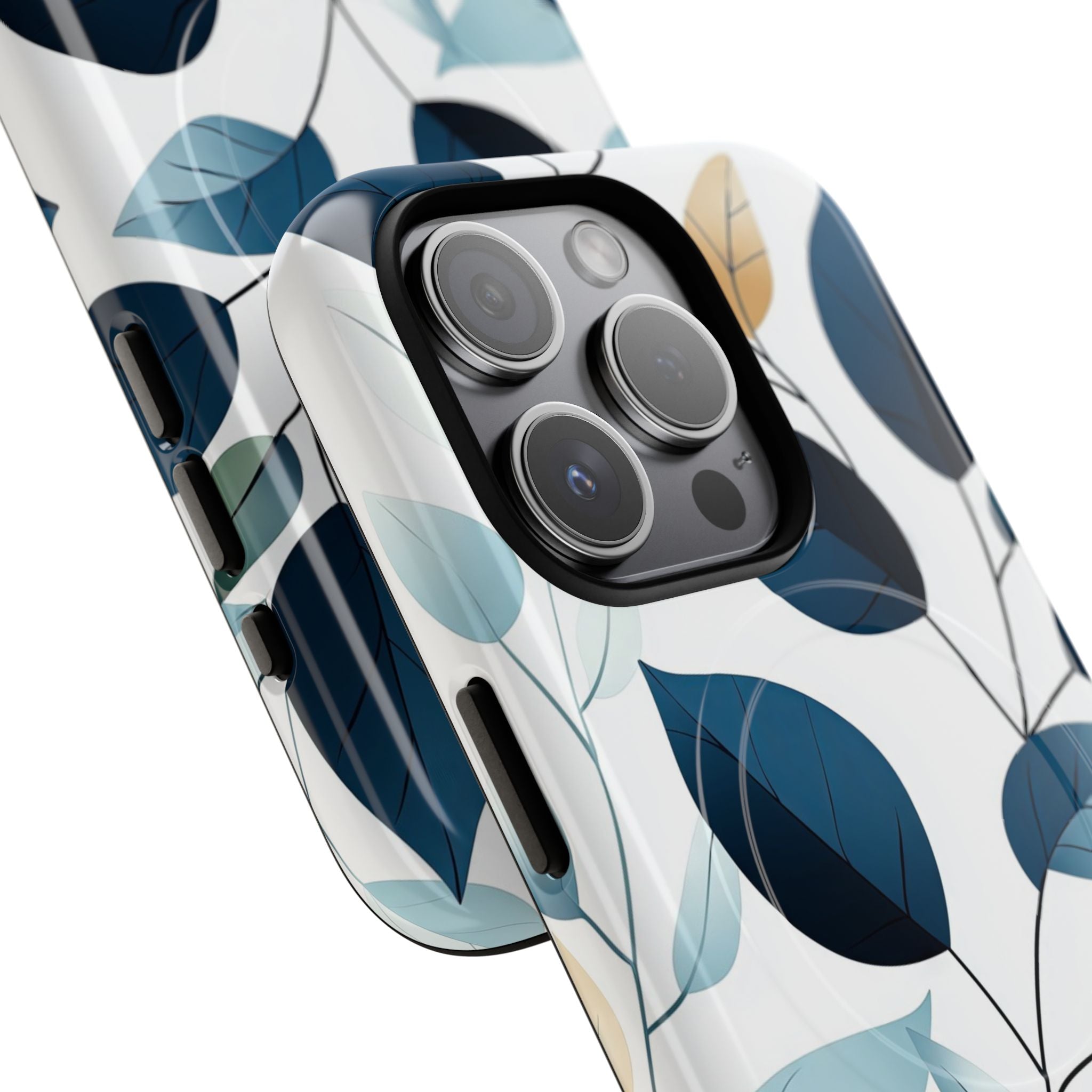 Navy Blattadern iPhone 15 Pro Case - Tough+