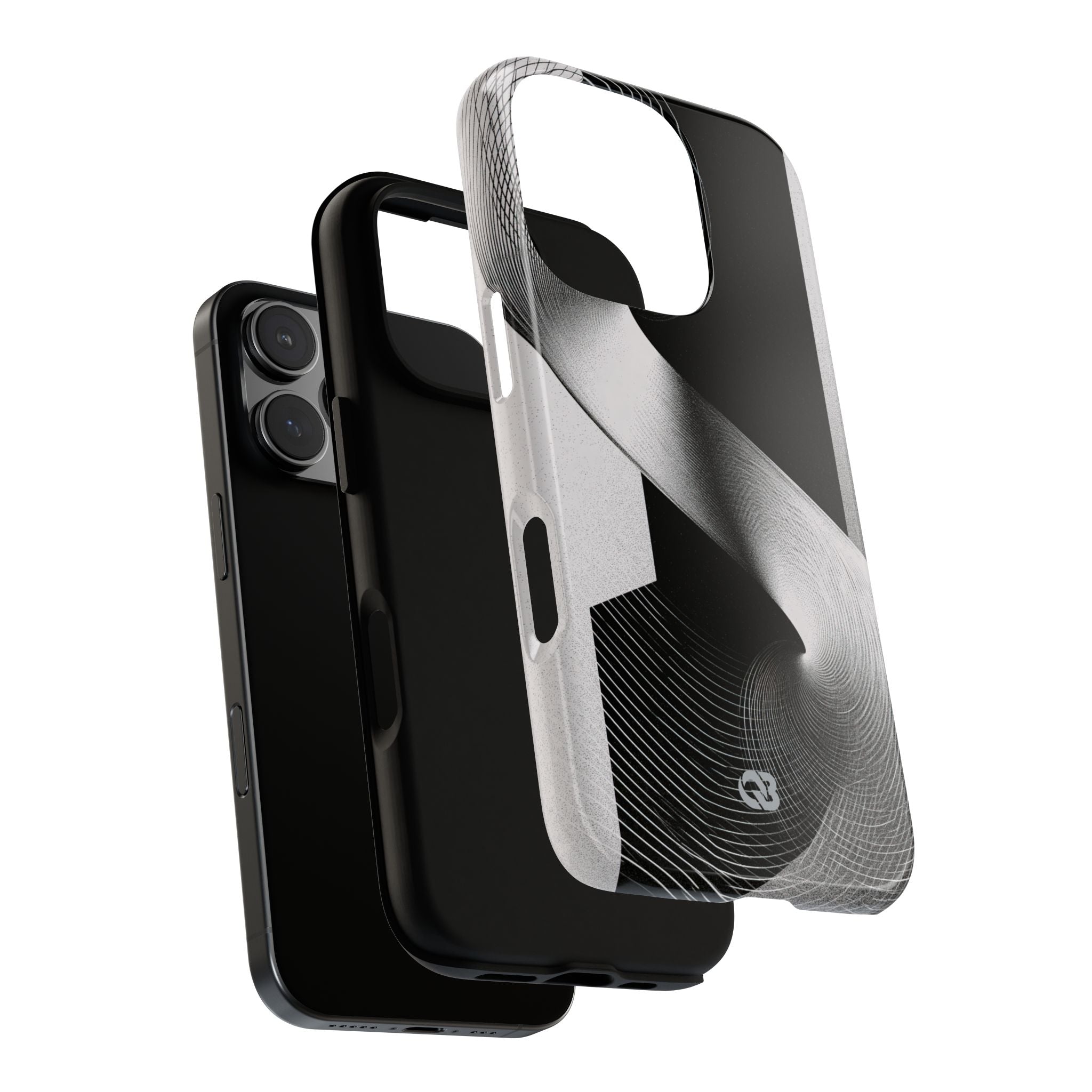 Grey Tough Phone Case for iPhone - Obsidian Moiré Wave