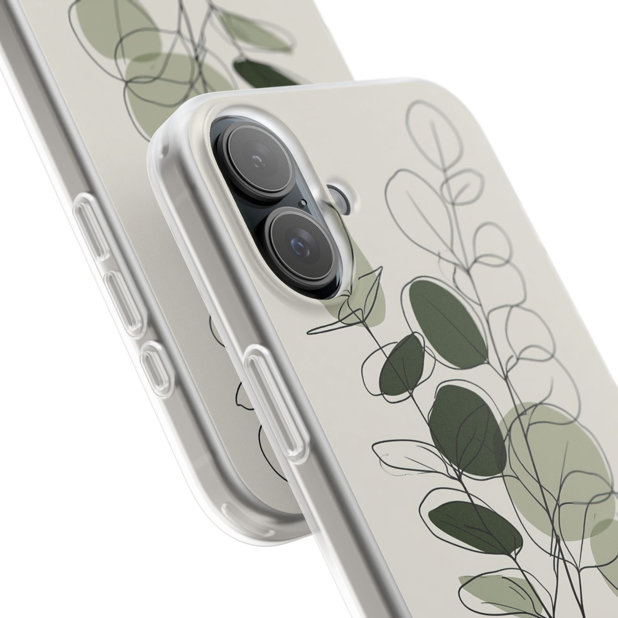 Green Lite Phone Case for iPhone - Muted Eucalyptus Sketch