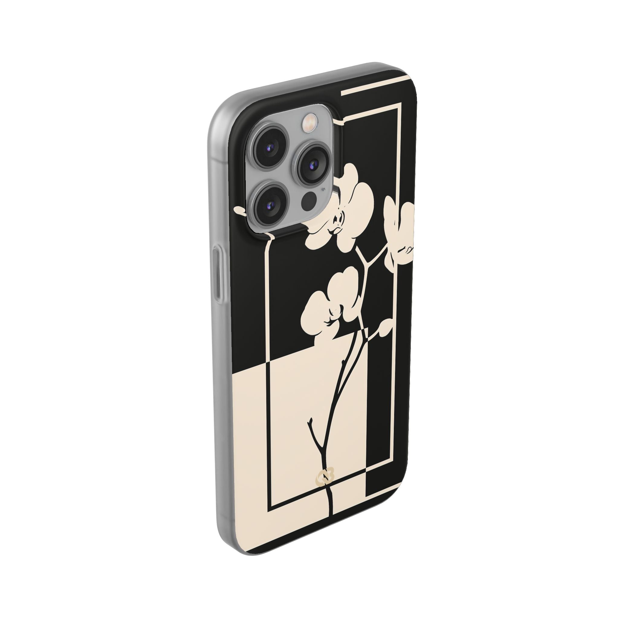 Beige Lite Phone Case for iPhone - Nocturnal Orchid Frame