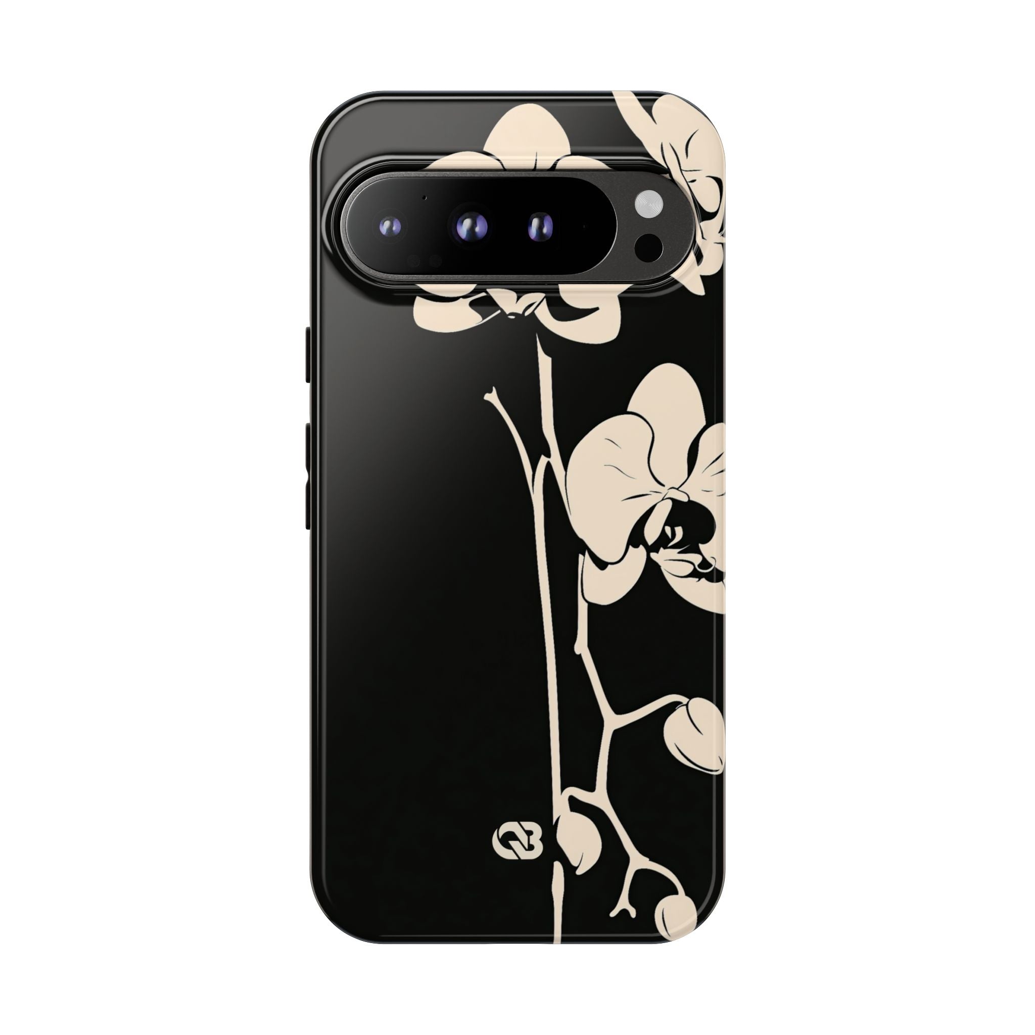 Black Tough Phone Case for Google Pixel - Obsidian Bone Orchid
