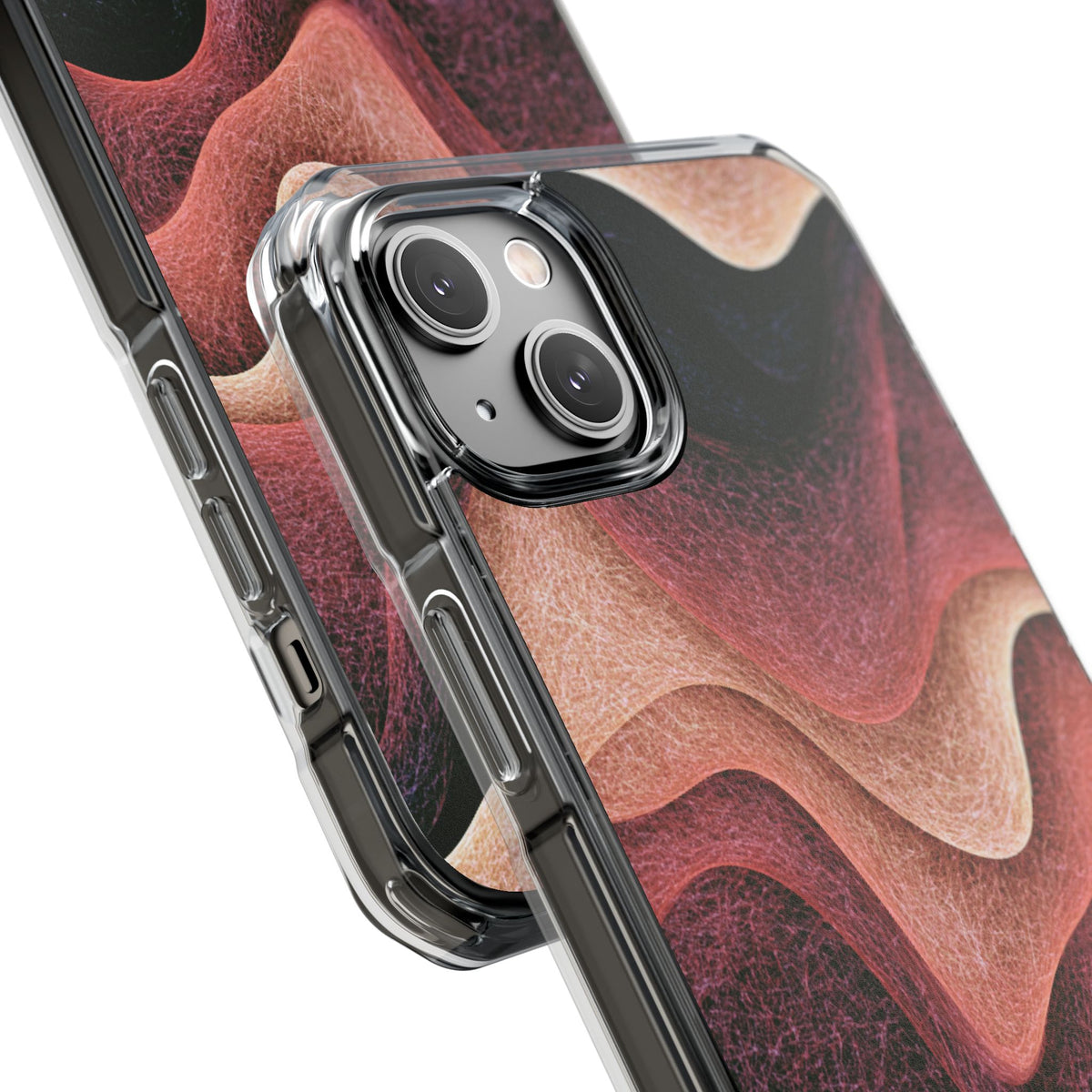 Rose Contour Waves · Clear Impact Magnetic Phone Case for iPhone · Pink