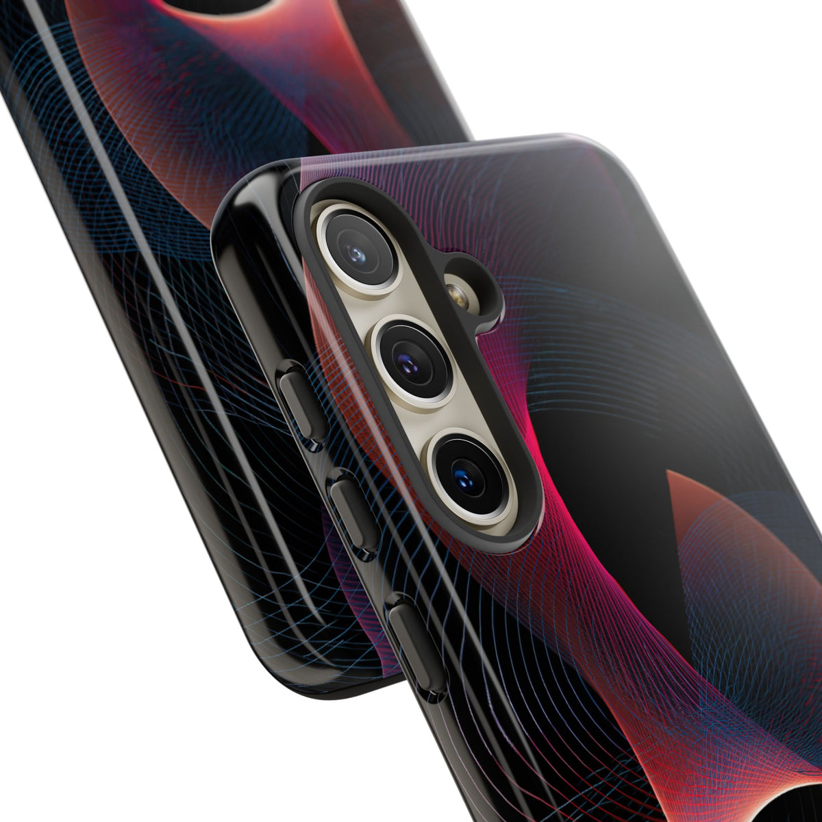 Black Tough Phone Case for Samsung - Cobalt Crimson Flux