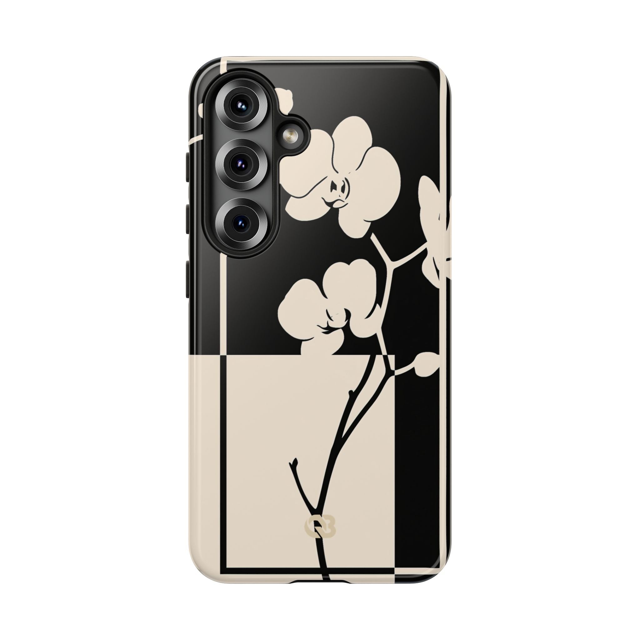 Beige Tough Phone Case for Samsung - Nocturnal Orchid Frame