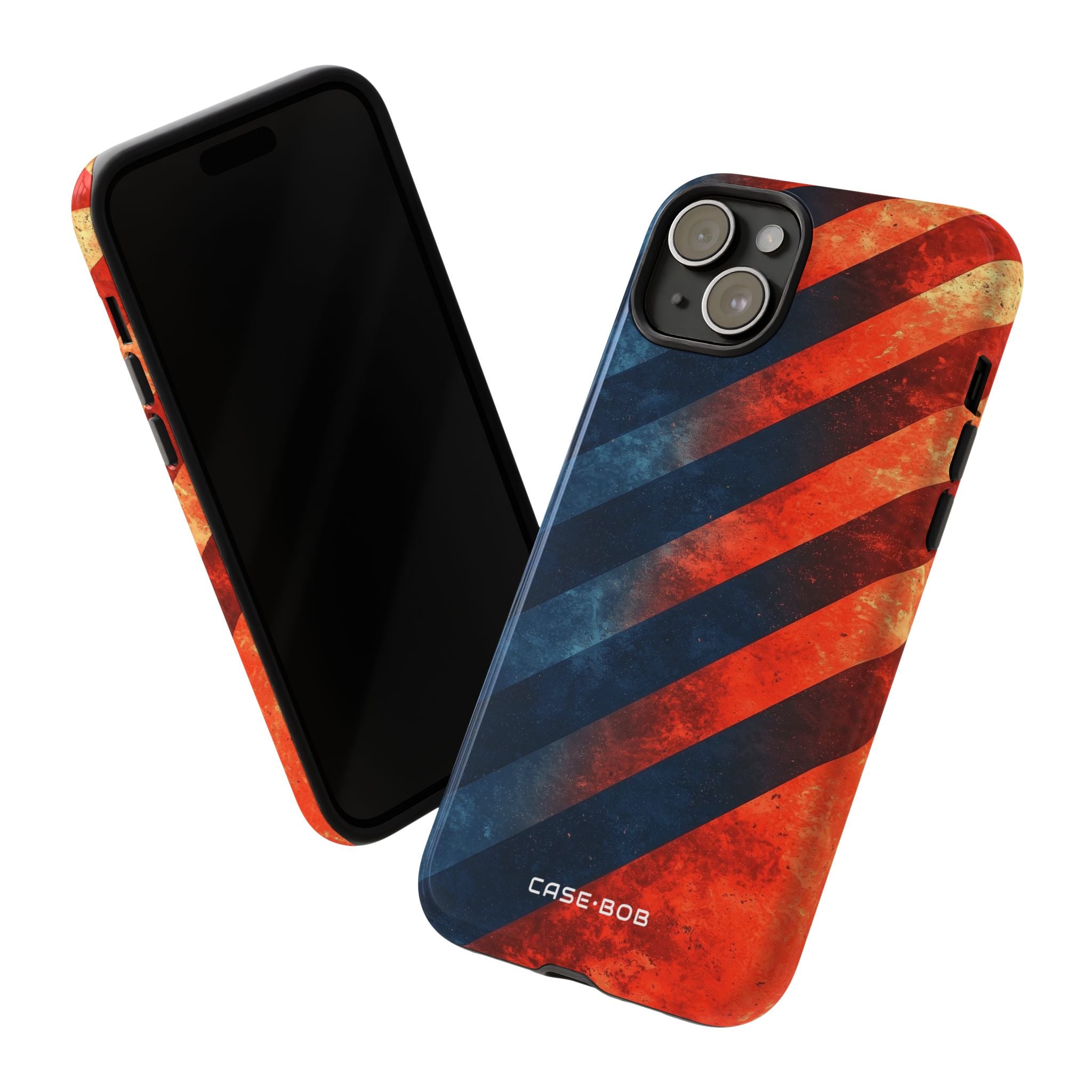 Diagonal Stripes Blaze iPhone 15 Plus Case - Tough