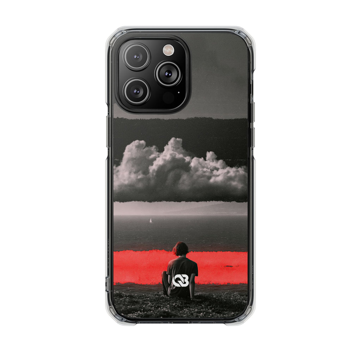 Crimson Horizon · Clear Impact Magnetic Phone Case for iPhone · Black
