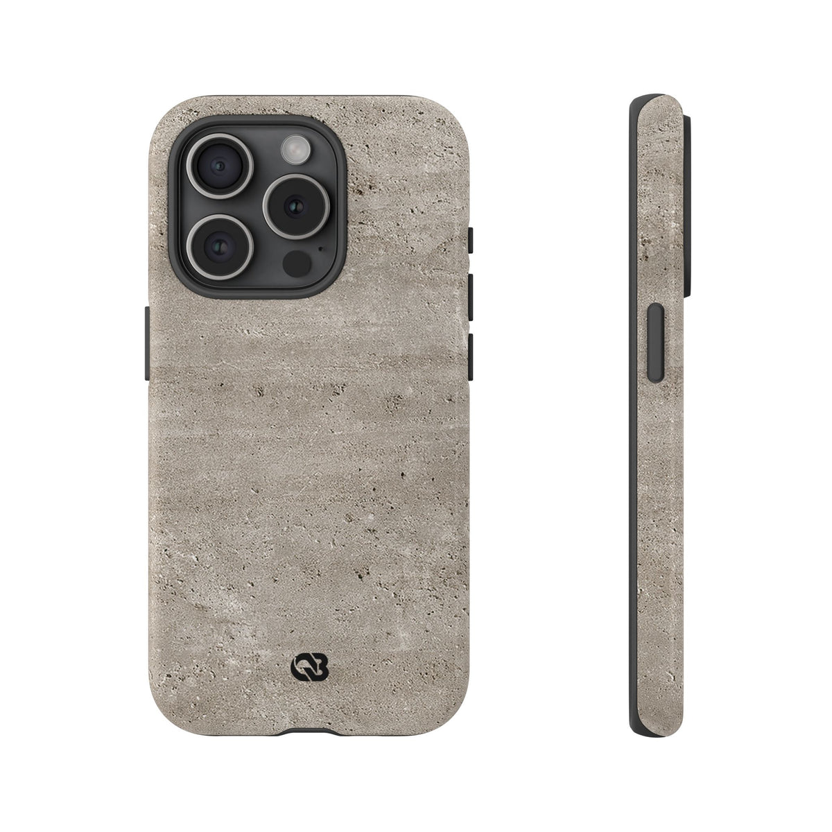Grey Tough Phone Case for iPhone - Brutalist Stone Grit