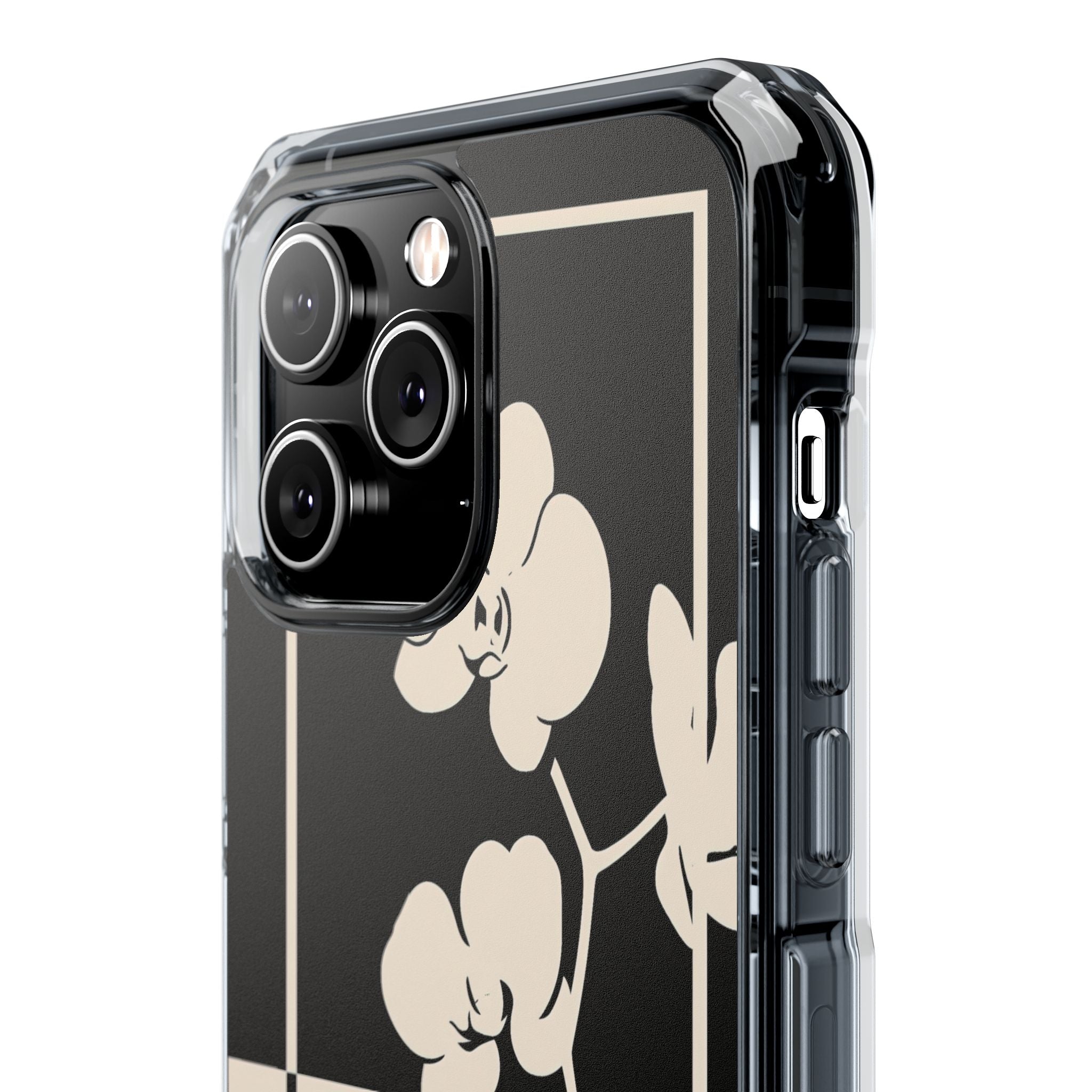 Beige Impact MagSafe Phone Case for iPhone - Nocturnal Orchid Frame