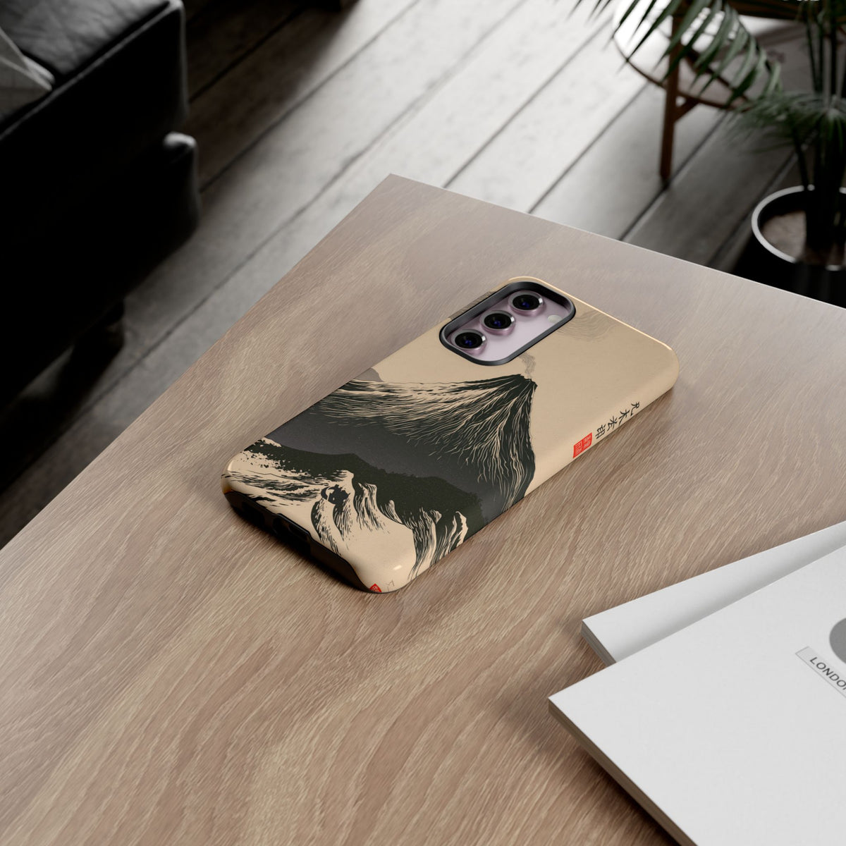 Beige Tough Phone Case for Samsung - Obsidian Ink Summit