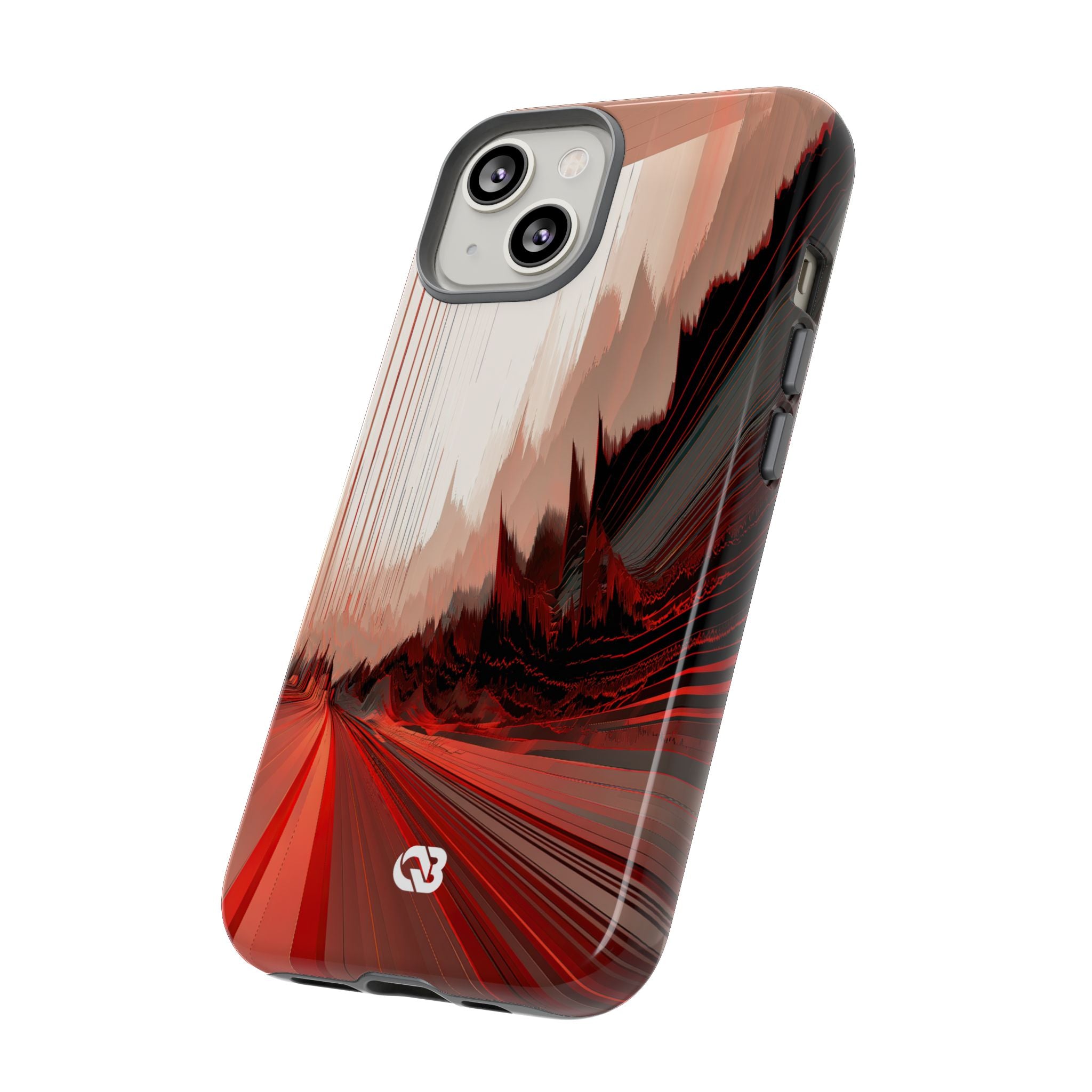 Red Tough Phone Case for iPhone - Crimson Pulse Horizon