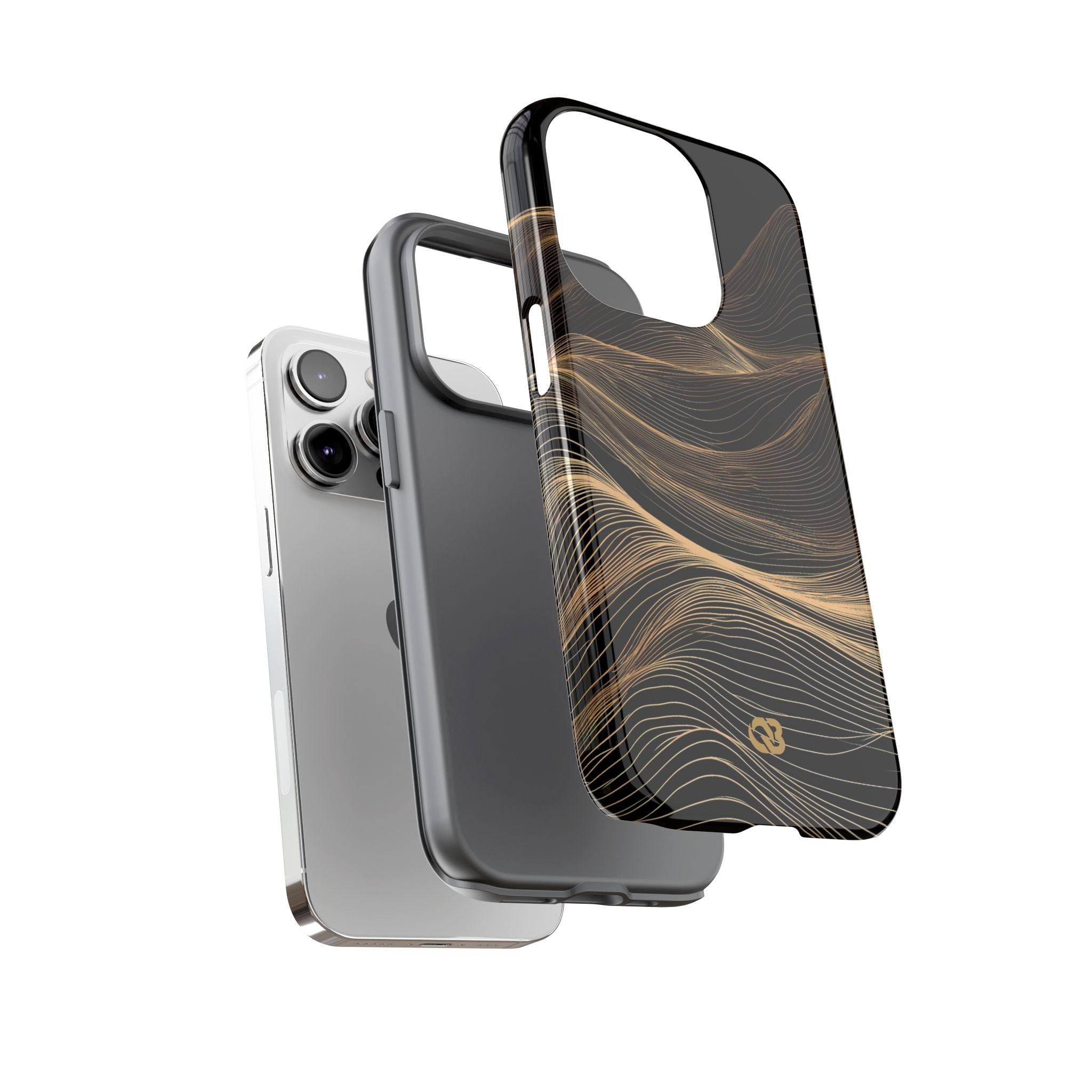 Black Tough Phone Case for iPhone - Copper Topo Ridge