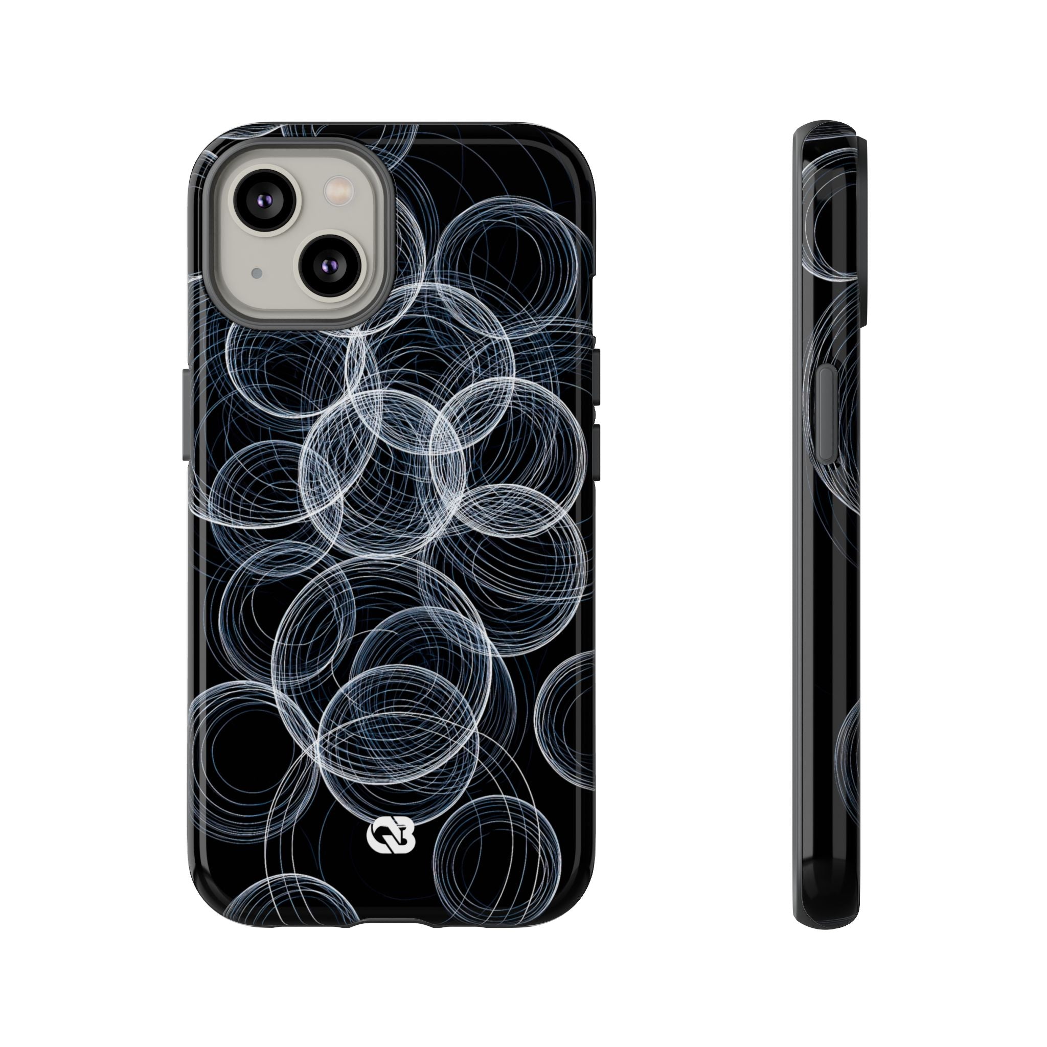 Black Tough Phone Case for iPhone - Frosted Ring Matrix
