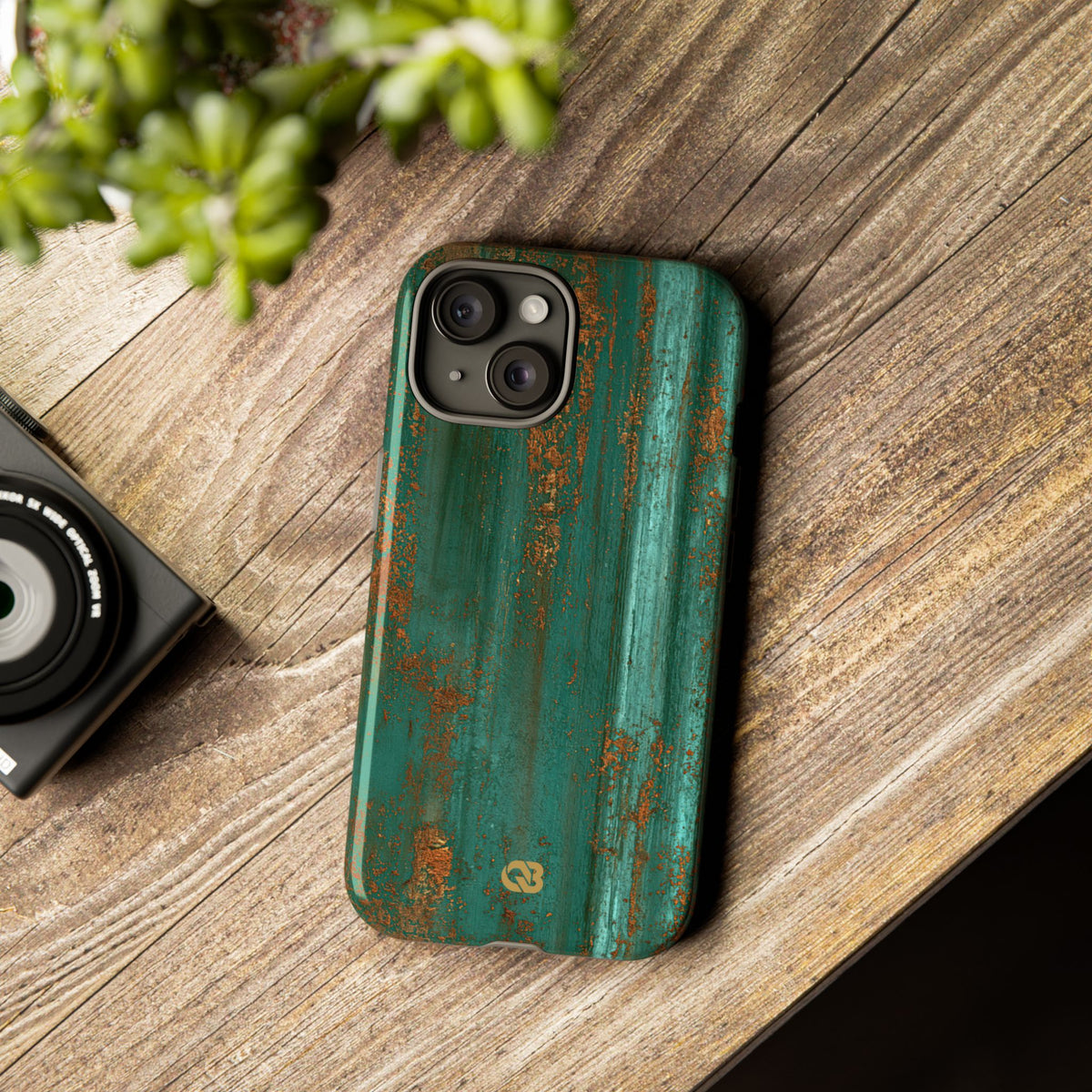 Teal Tough Phone Case for iPhone - Verdigris Copper Siding