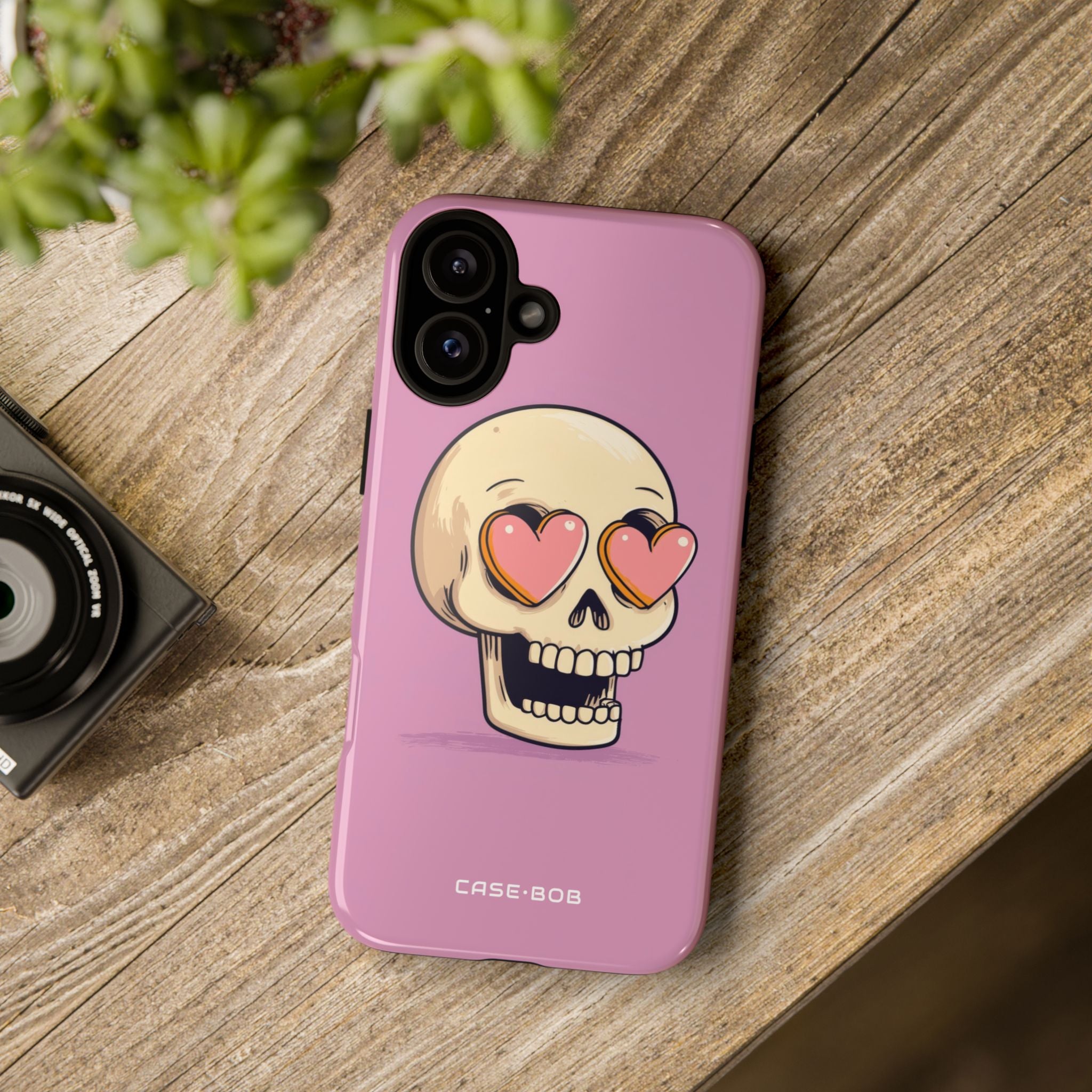 Heart Eyes Skull iPhone 16 Plus Case - Tough