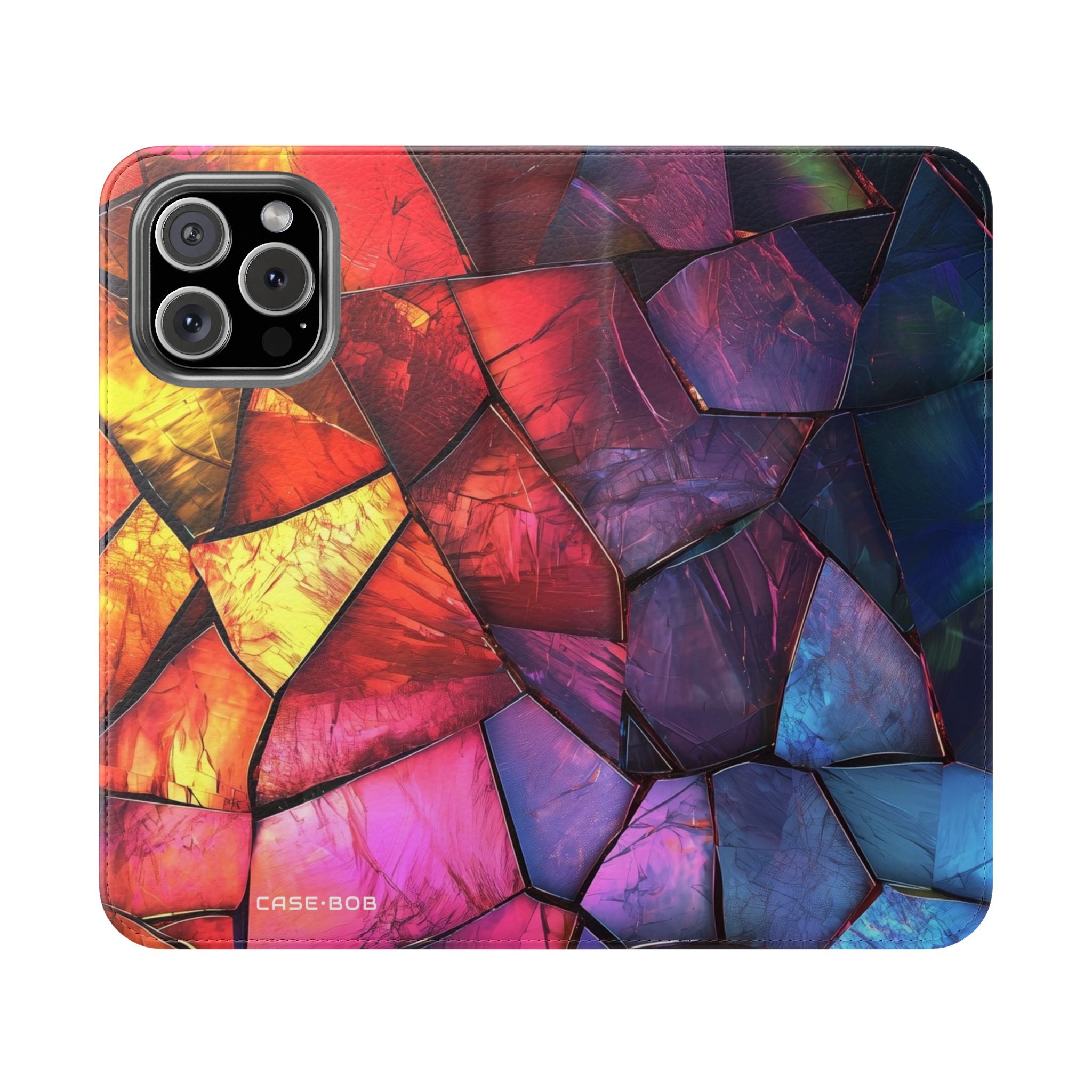 Crimson Shard Mosaic - iPhone 16 Max Case - Wallet