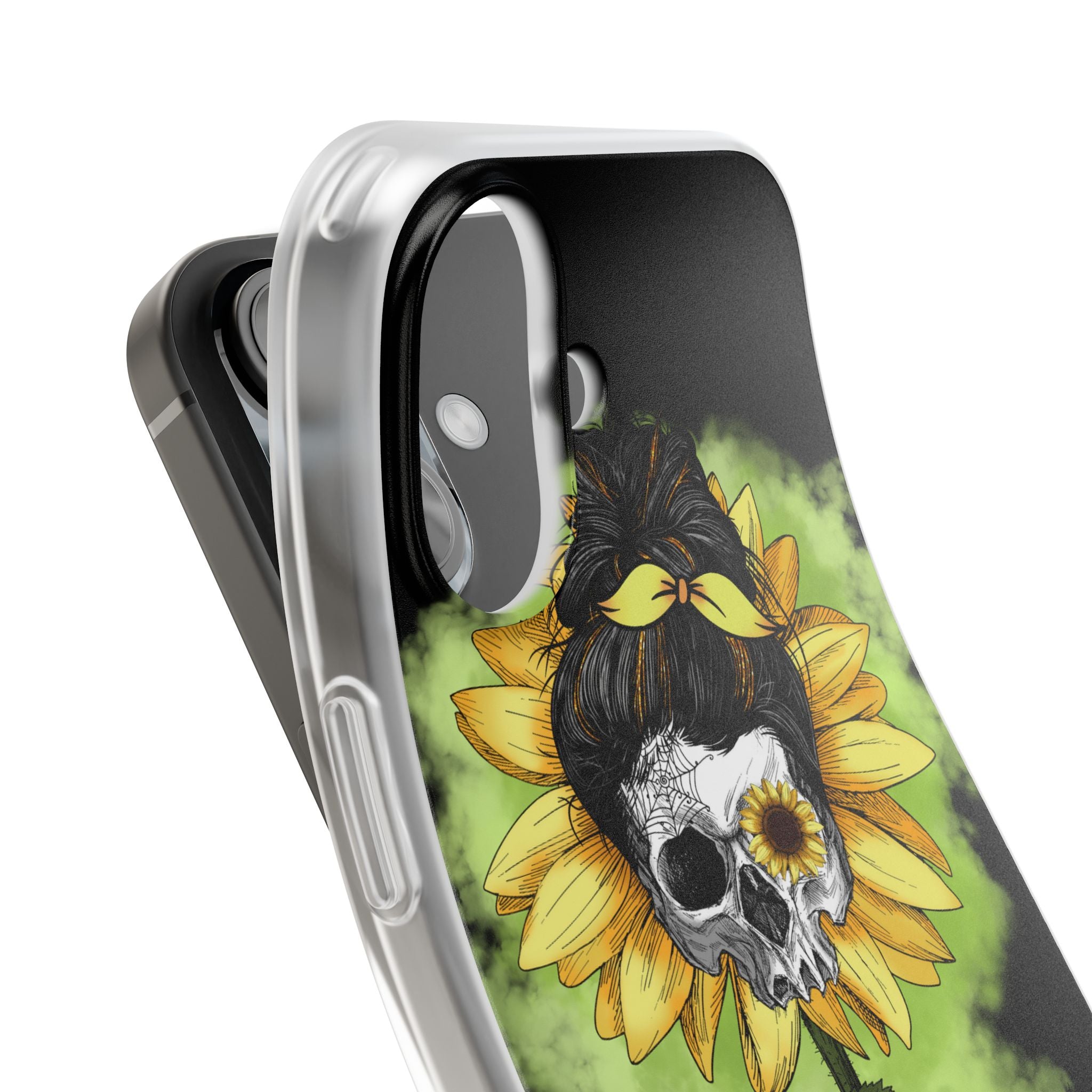 Sunflower Skull iPhone 16 Case - Soft