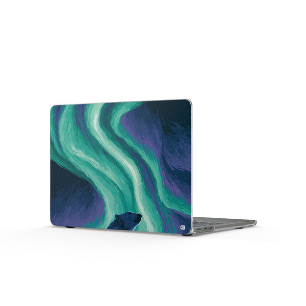 Arctic Aurora Bear · Clear Hard Case for MacBook · Teal