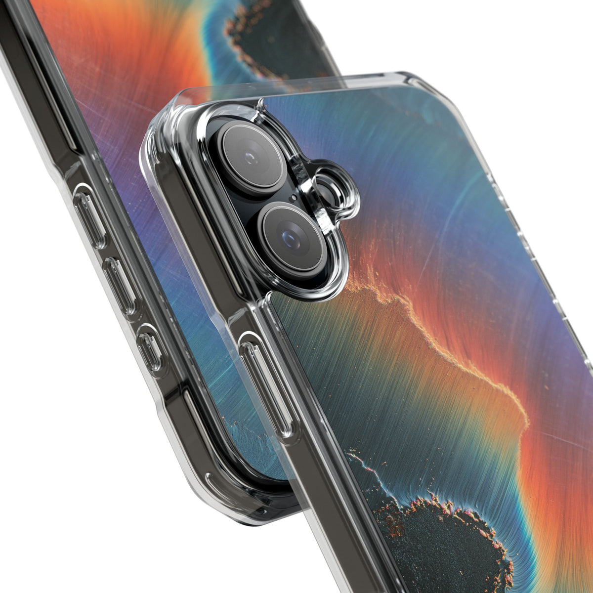 Prismatic Aura Shift · Clear Impact Magnetic Phone Case for iPhone · Blue