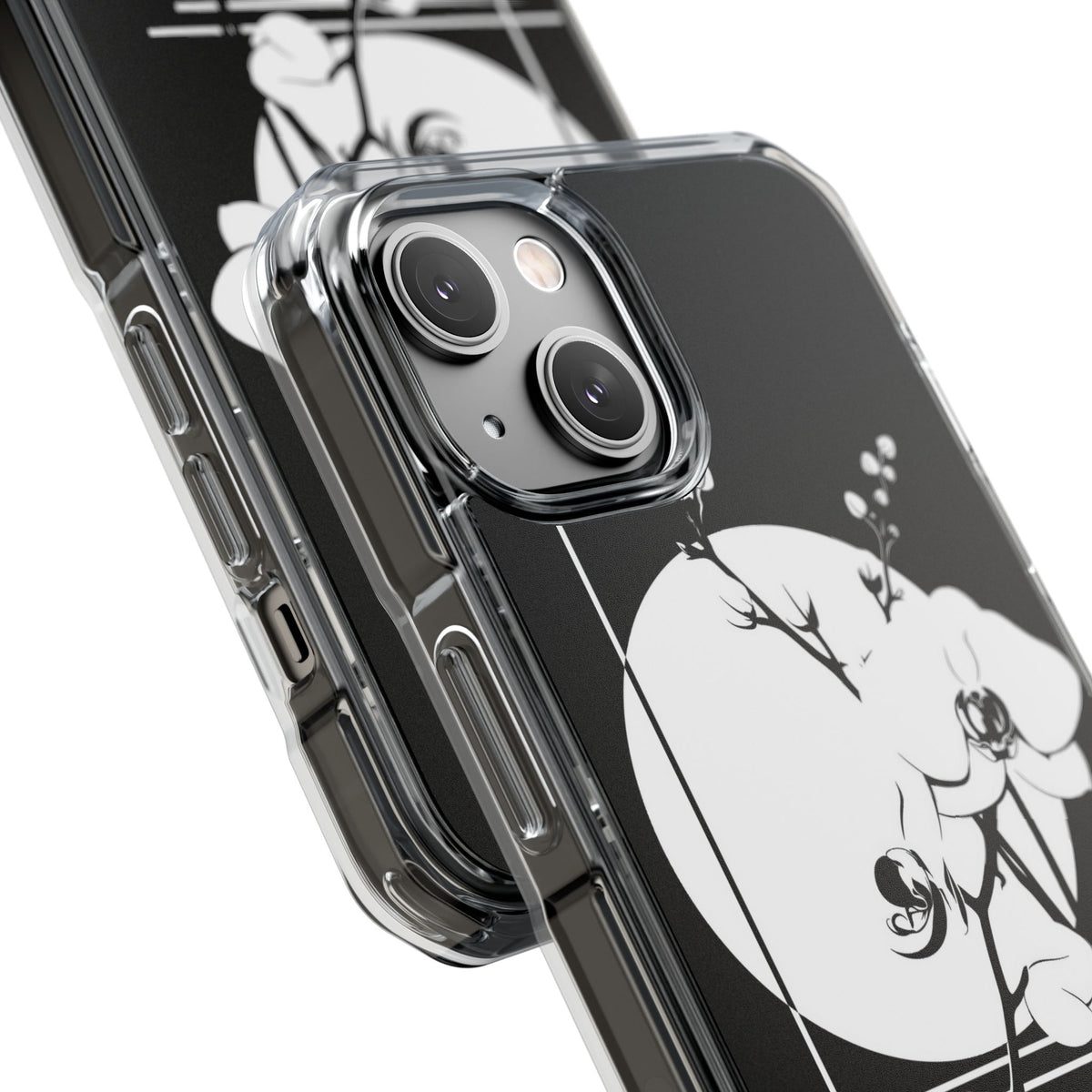 Nocturne Orchid Bloom · Clear Impact Magnetic Phone Case for iPhone · Black