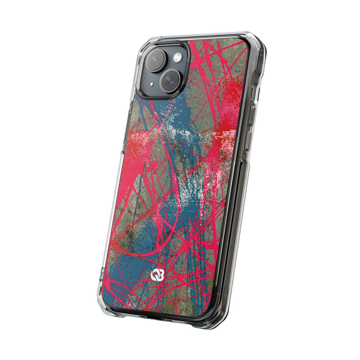 Neon Static Drip · Clear Impact Magnetic Phone Case for iPhone · Pink