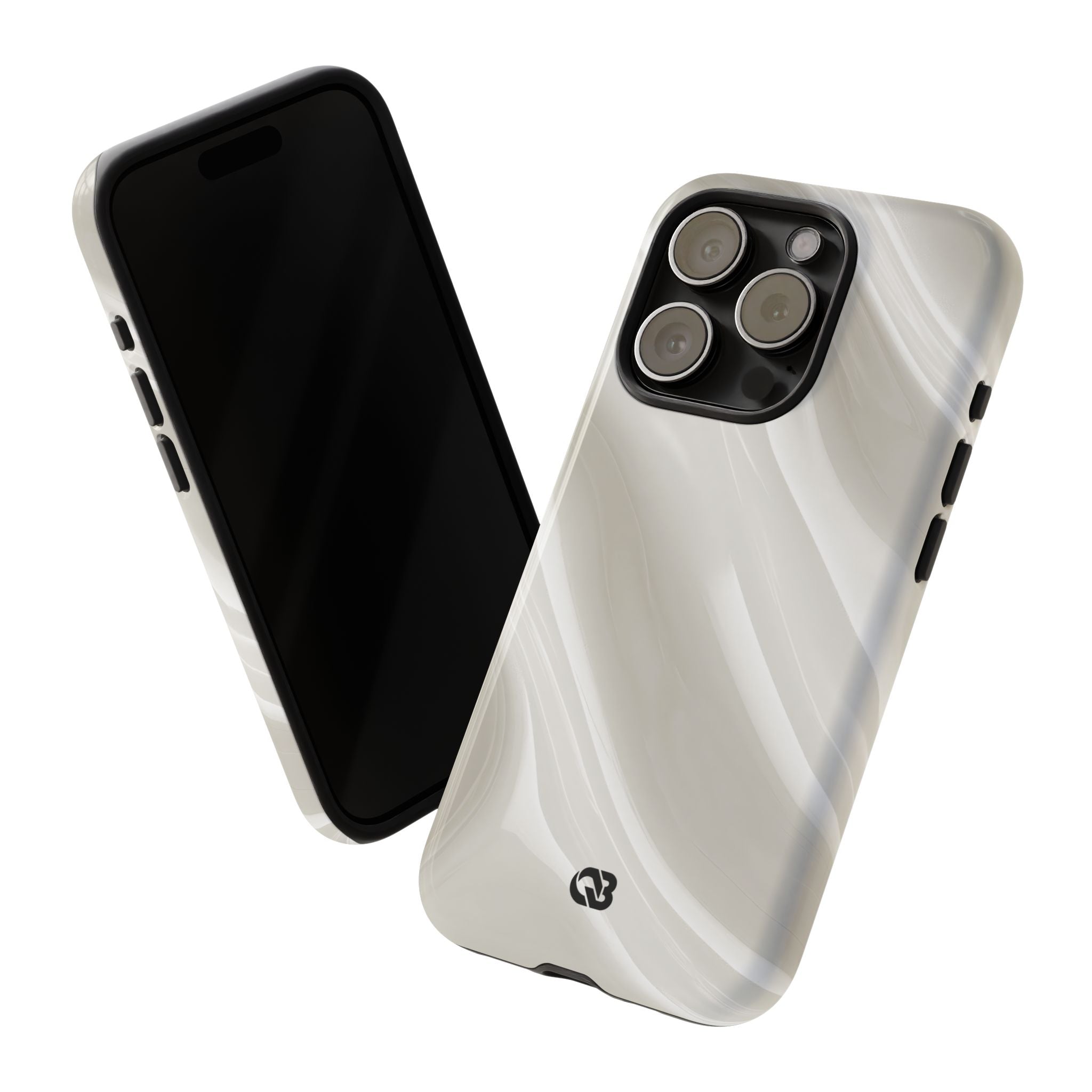 White Tough Phone Case for iPhone - Polished Ivory Wave