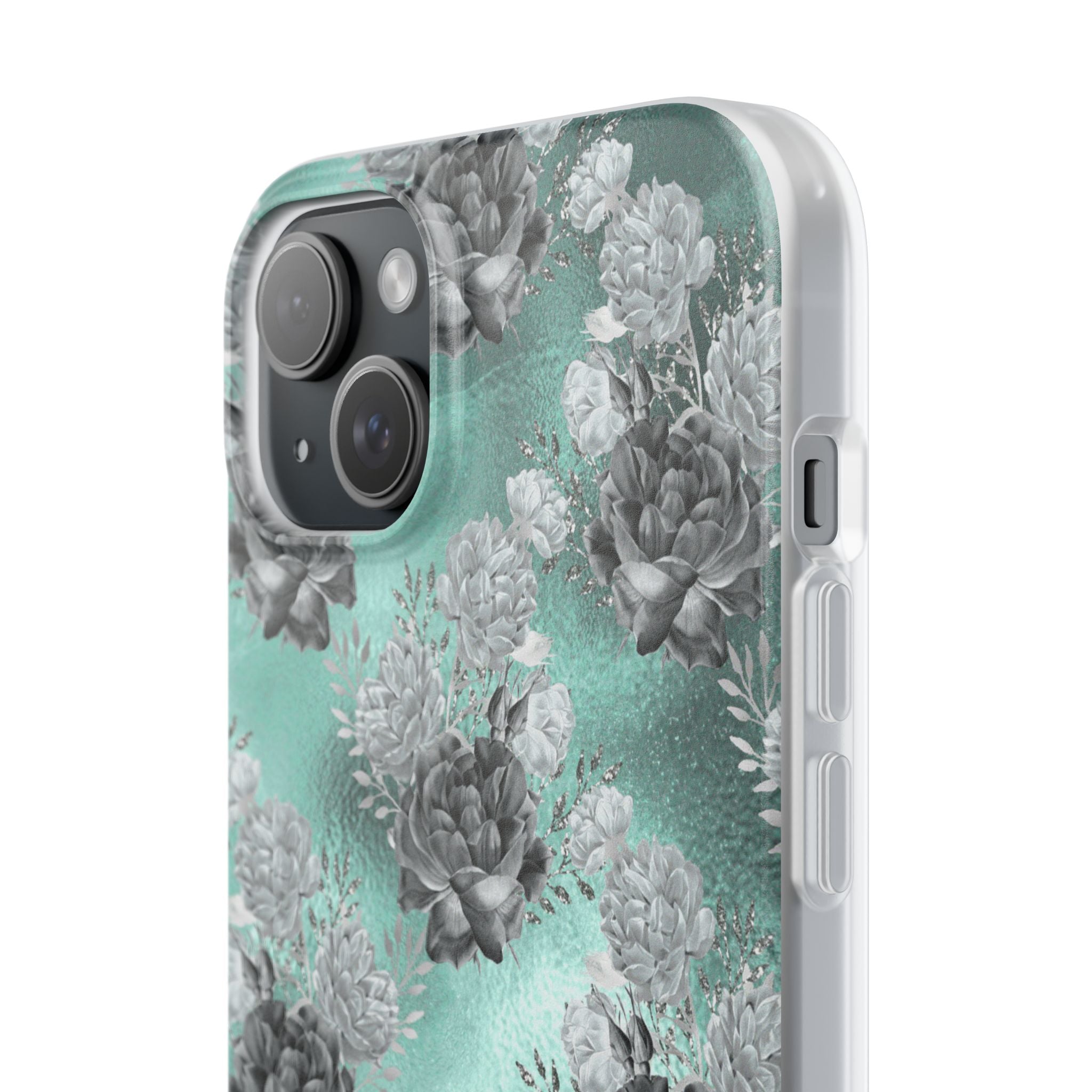 Frost Mint Floral · Soft Handyhülle für iPhone