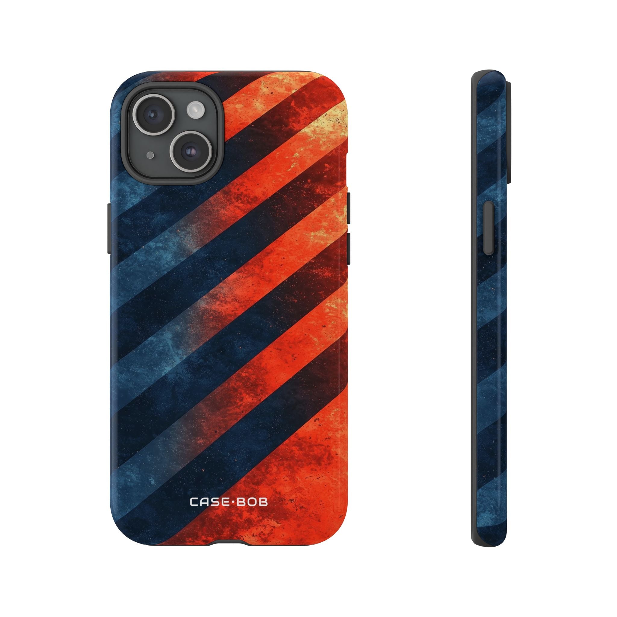Diagonal Stripes Blaze iPhone 15 Plus Cover - Tough