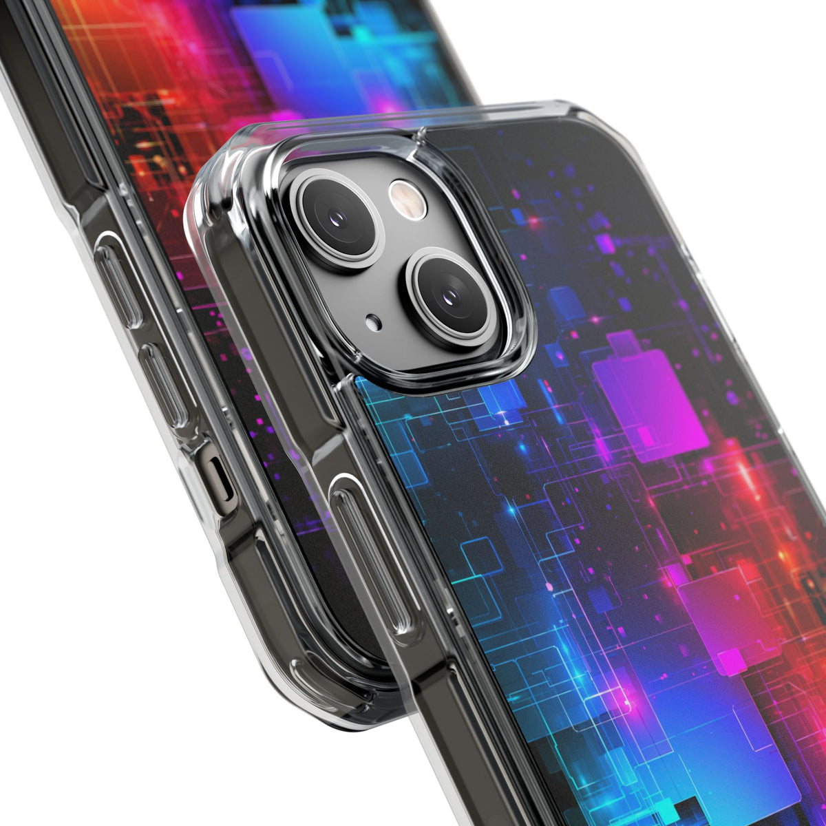 Spectral Circuit Grid · Clear Impact Magnetic Phone Case for iPhone · Black
