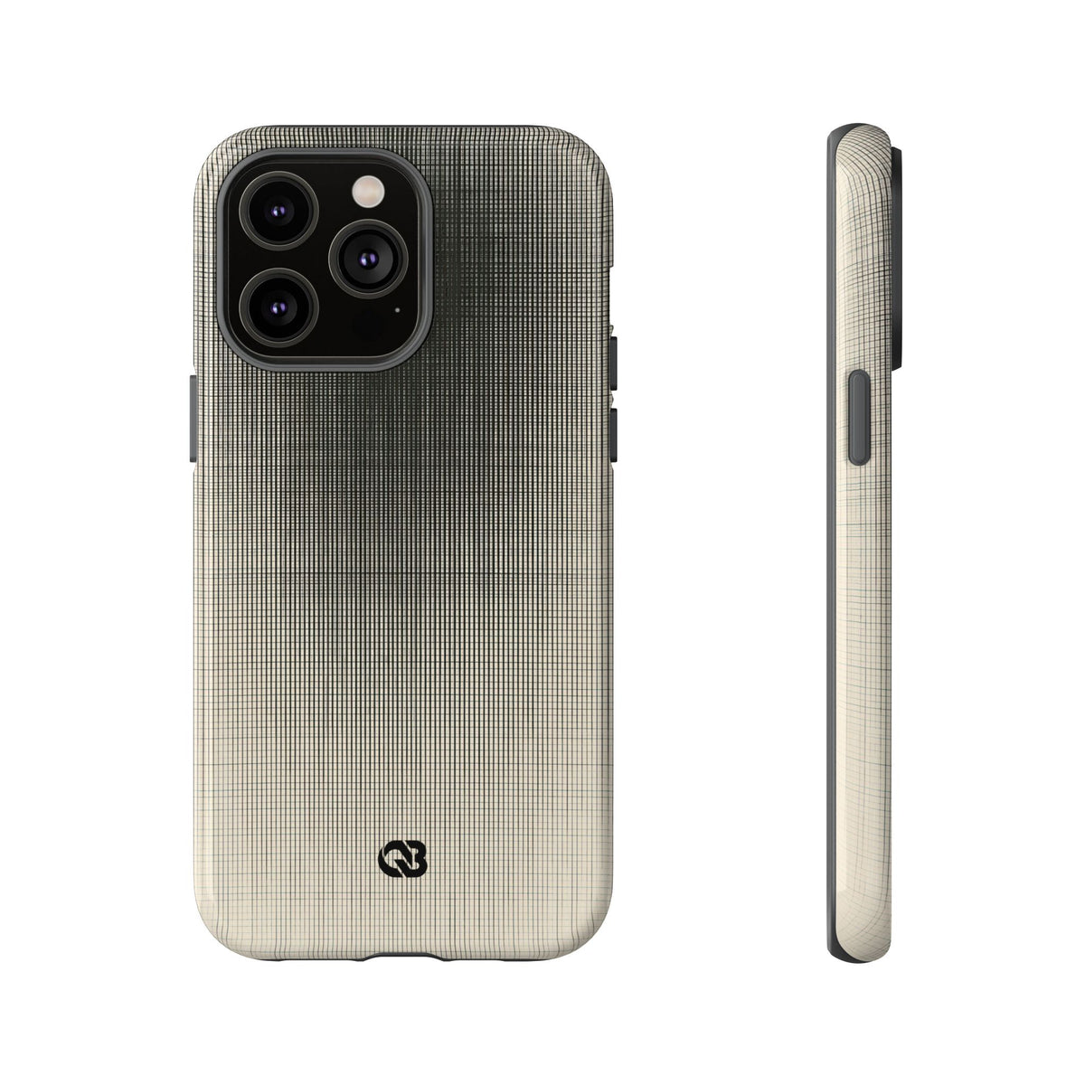Beige Tough Phone Case for iPhone - Carbon Screen Grid