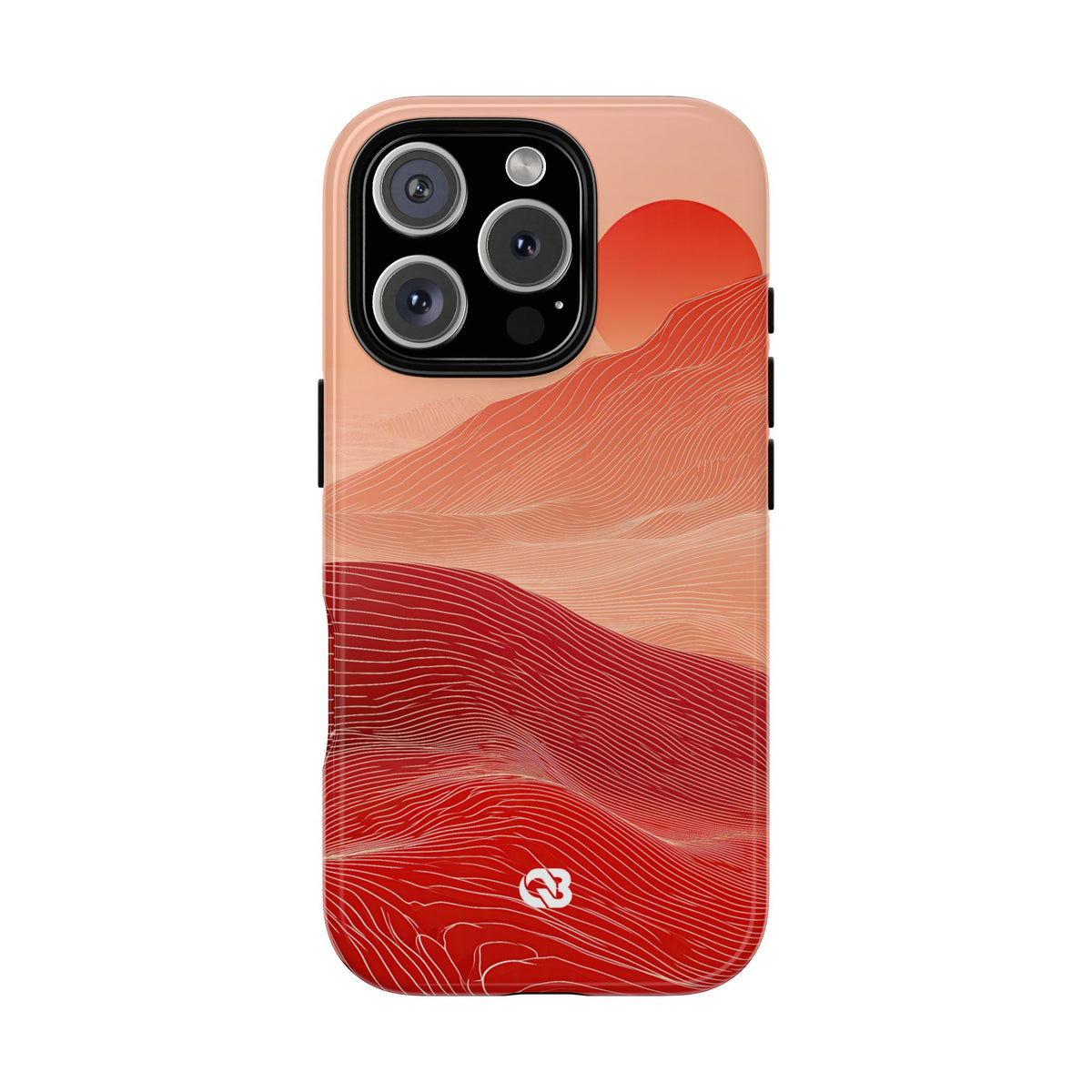 Red Tough Phone Case for iPhone - Crimson Ridge Lines