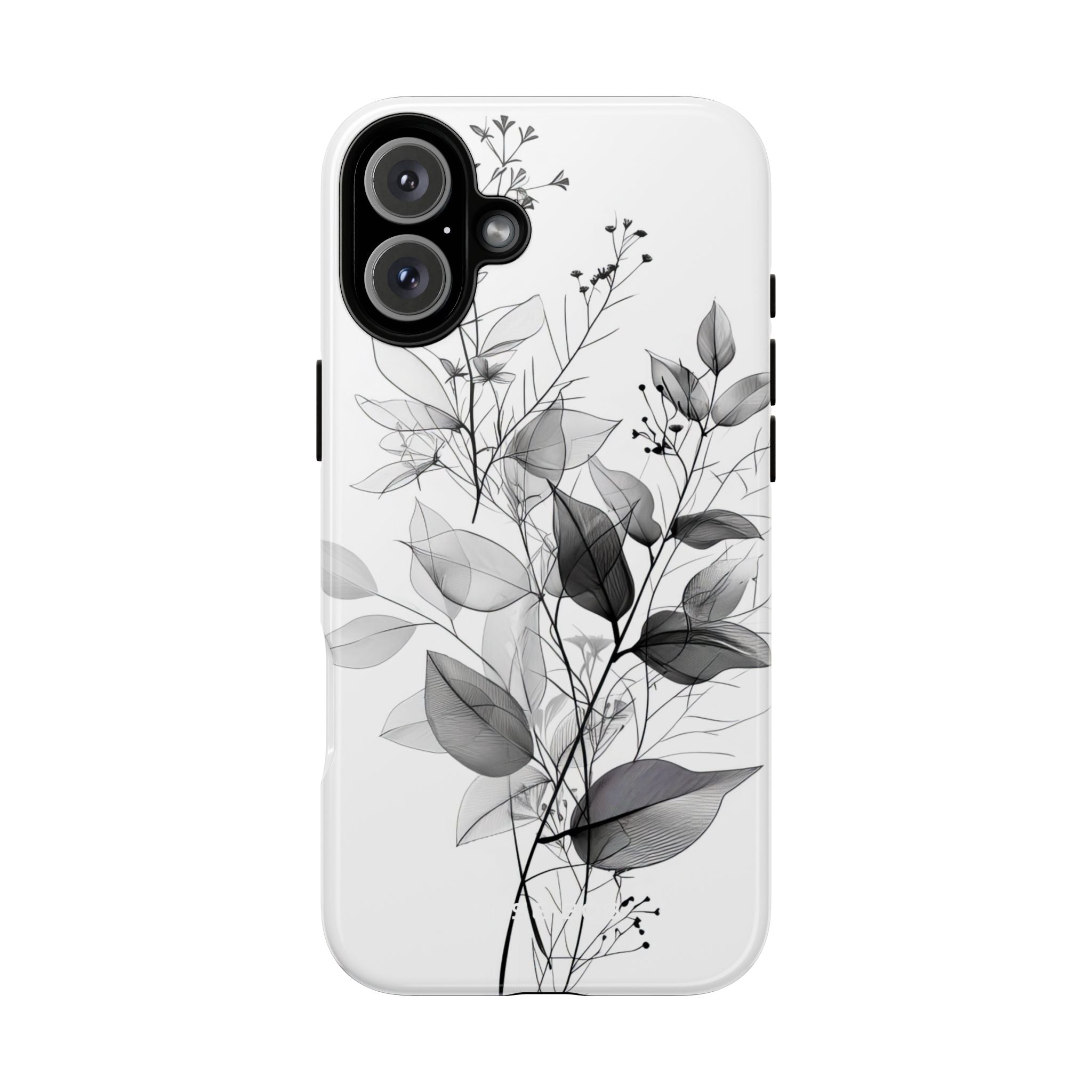 Gray Leaf Veil iPhone 16 Plus Case - Tough