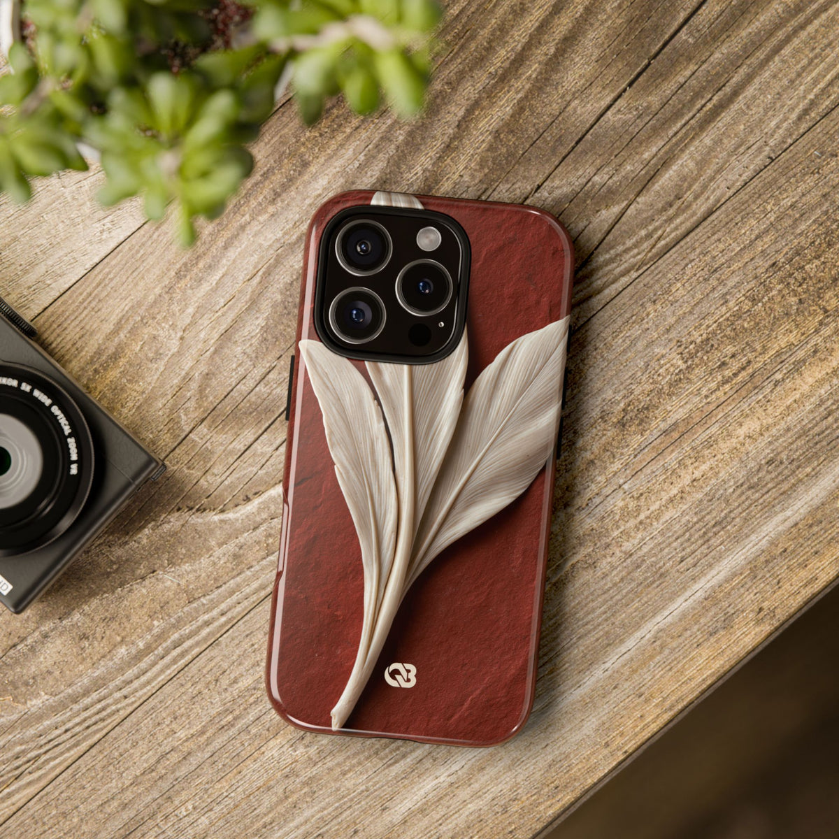 Carved Ivory Plume · Tough Phone Case for iPhone · Red