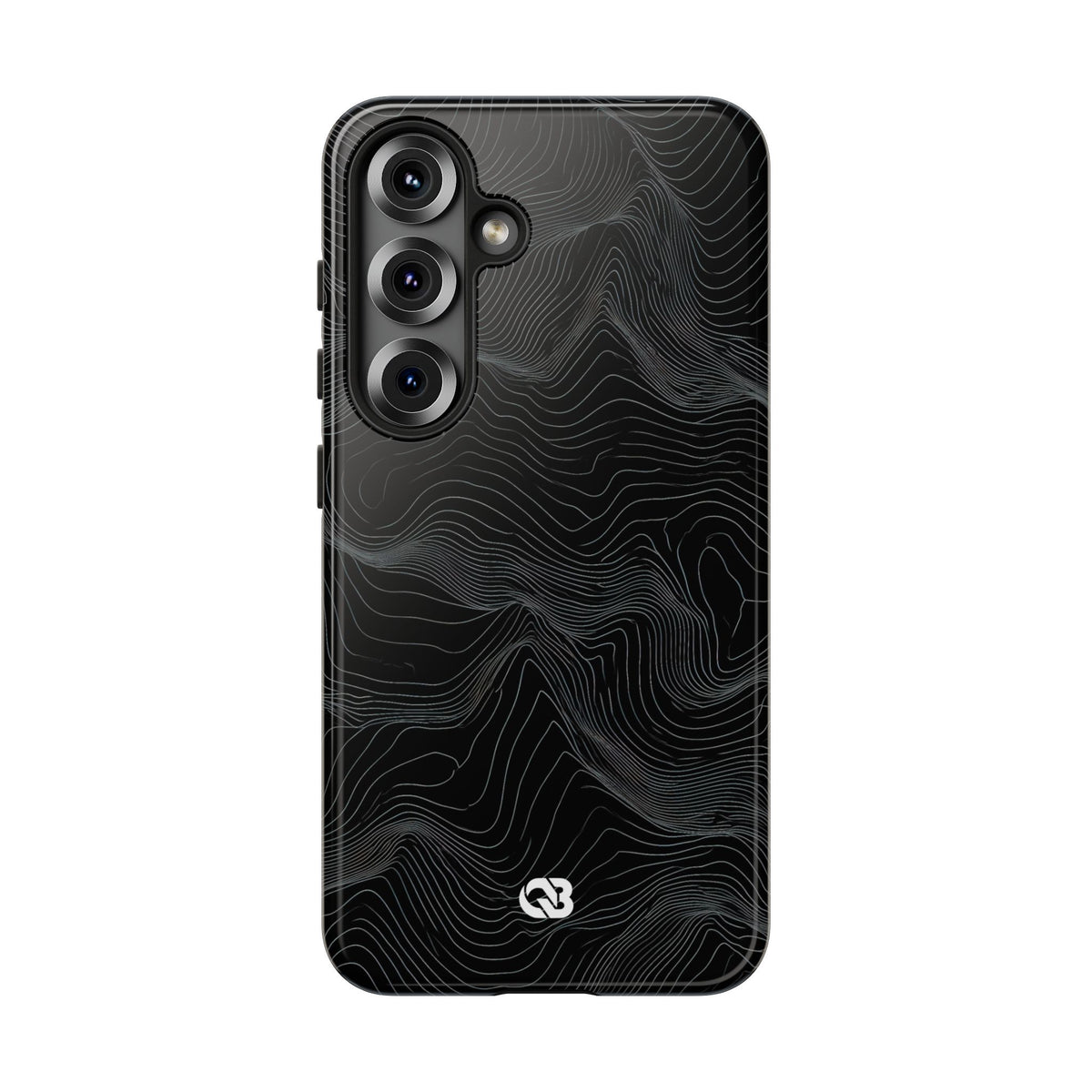 Black Tough Phone Case for Samsung - Obsidian Topo Wireframe