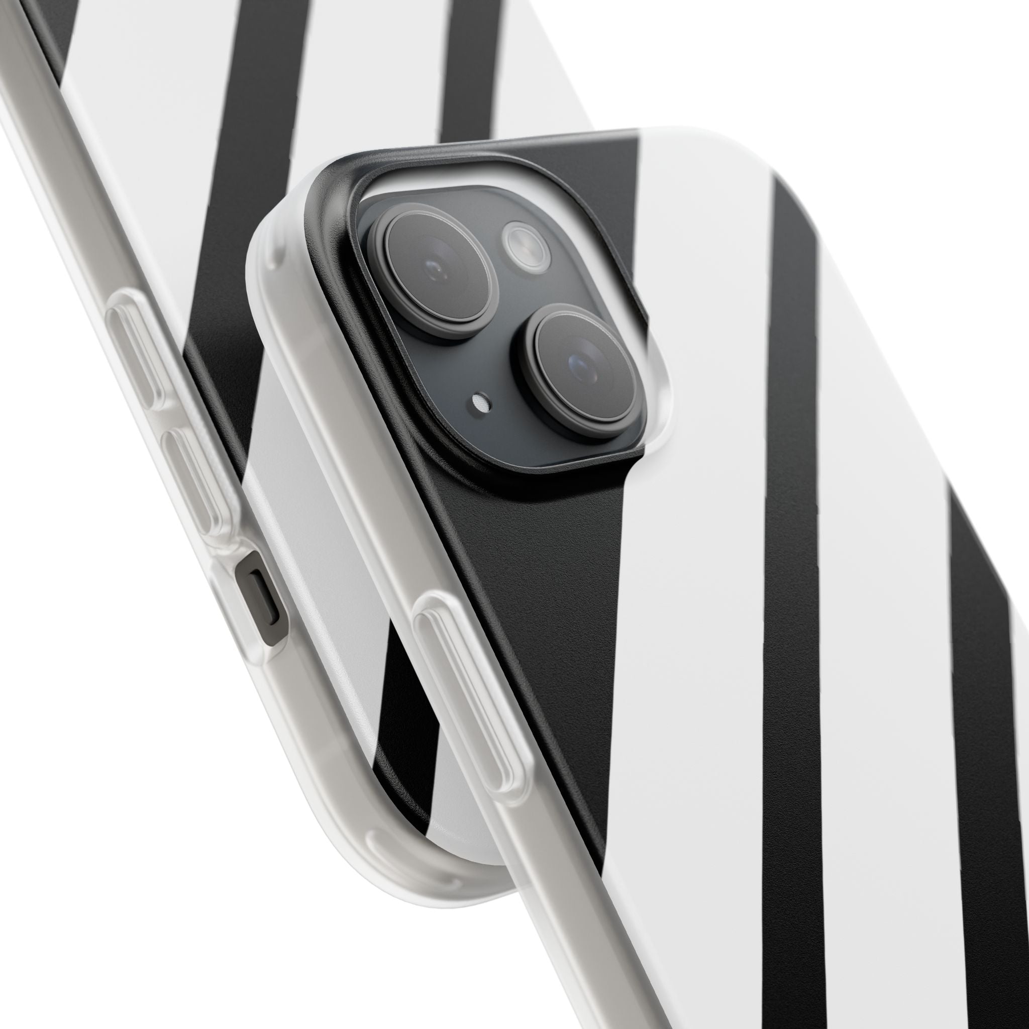 Diagonal Bands Noir iPhone 15 Case - Soft