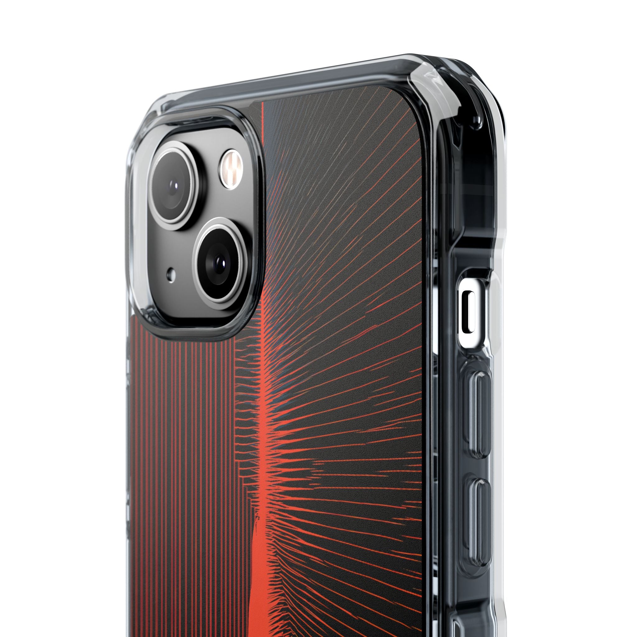 Red Impact MagSafe Phone Case for iPhone - Crimson Frequency Pulse
