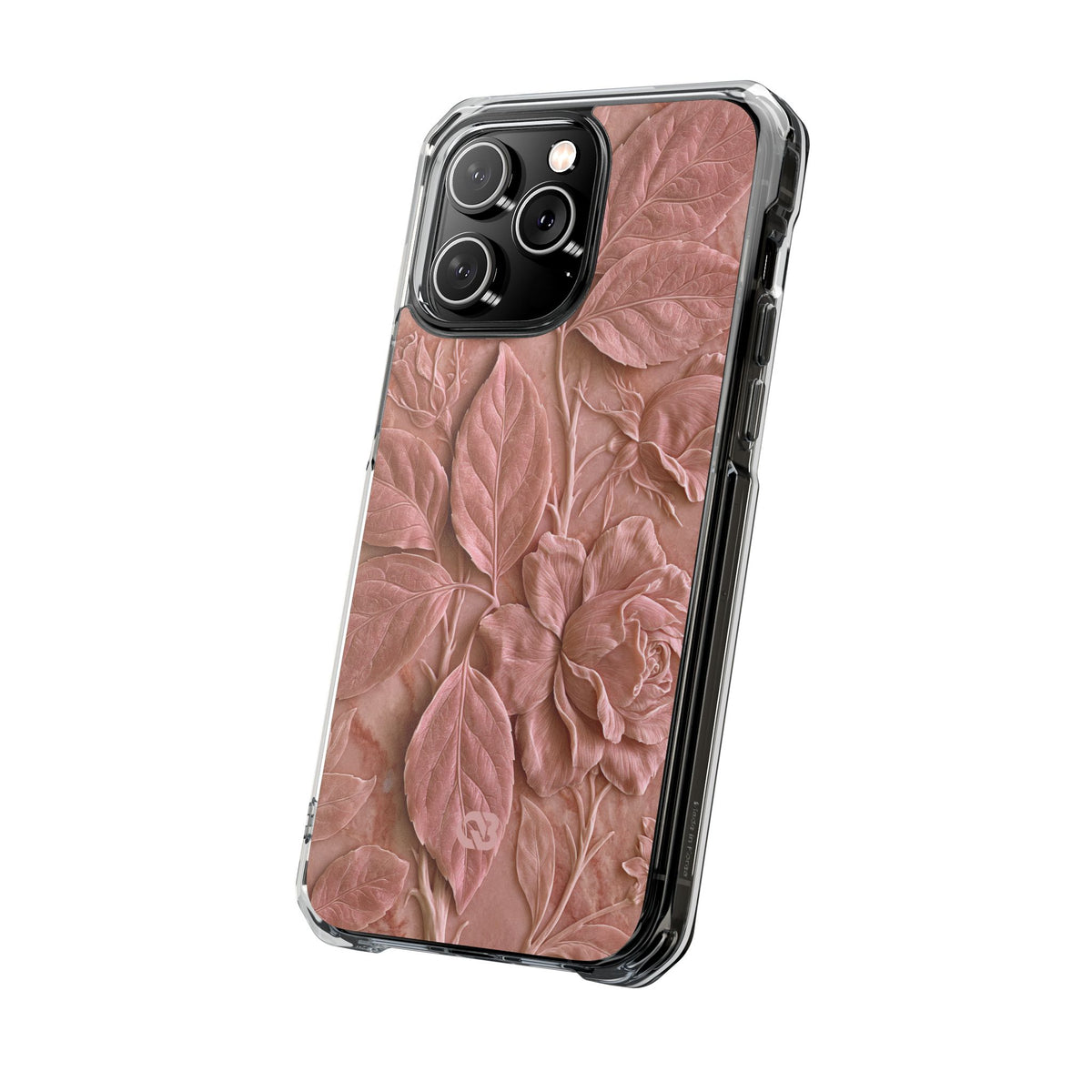 Blush Rose Relief · Clear Impact Magnetic Phone Case for iPhone · Pink