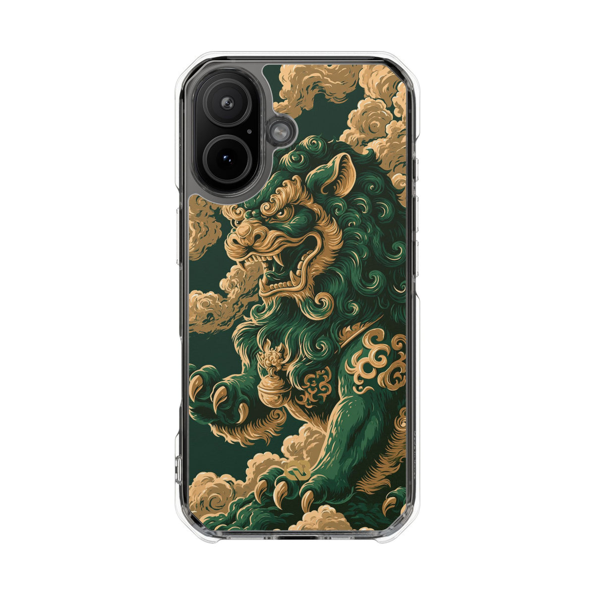 Imperial Guardian Lion · Clear Impact Magnetic Phone Case for iPhone · Green