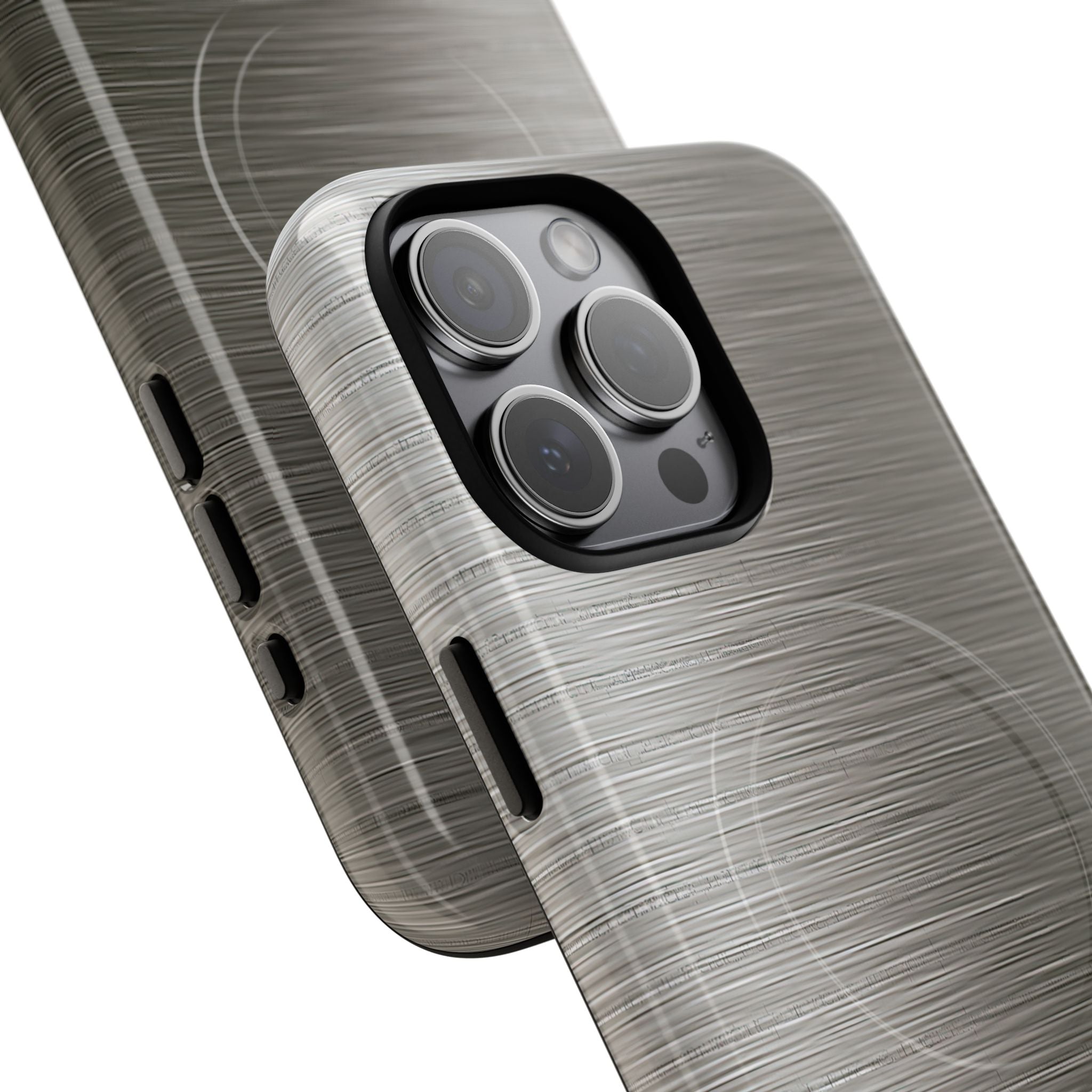 Grey Tough 2.0 Magsafe Phone Case for iPhone - Brushed Industrial Steel
