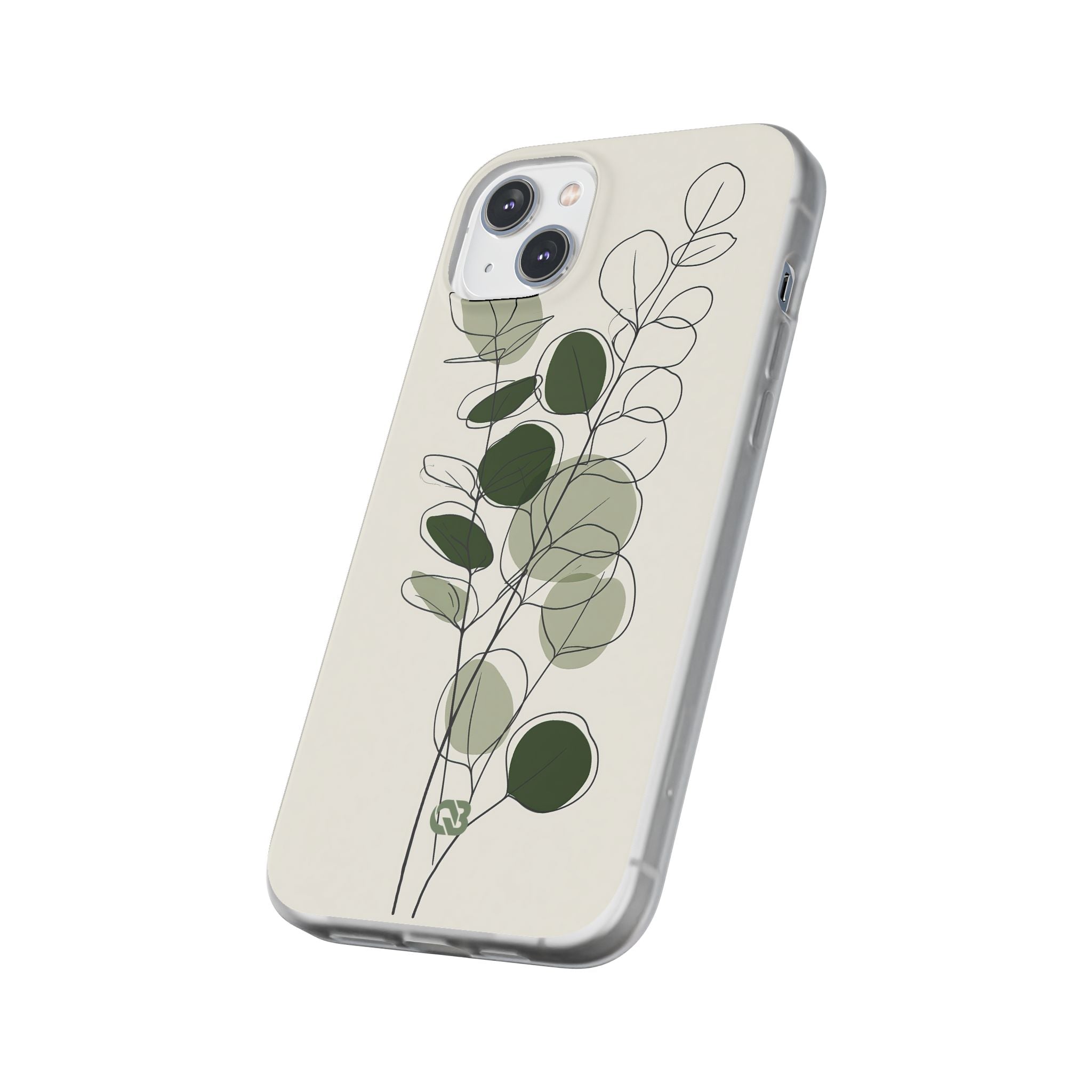 Green Lite Phone Case for iPhone - Muted Eucalyptus Sketch