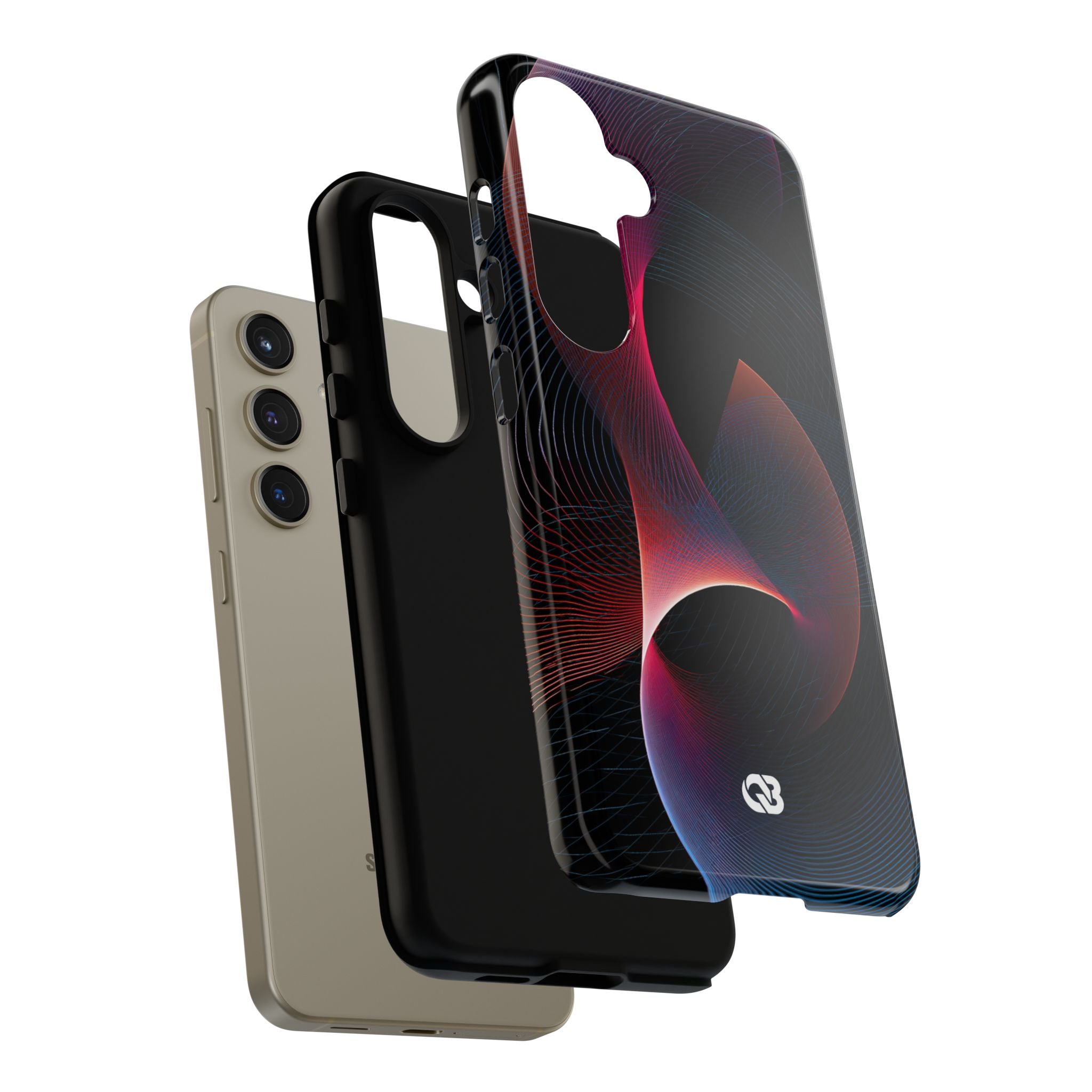 Black Tough Phone Case for Samsung - Cobalt Crimson Flux